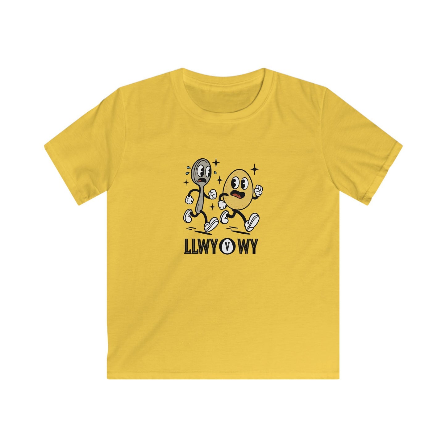 Retro Egg & Spoon Race - "LLWY v WY" - Welsh Kids T-Shirt