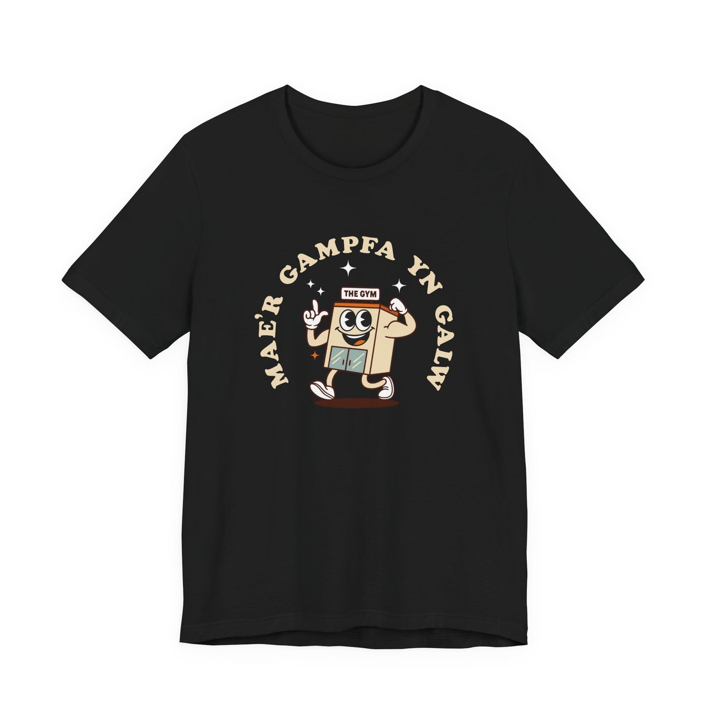 'Mae'r Gampfa yn Galw' - Retro Welsh Language Unisex Tee - The Gym is Calling