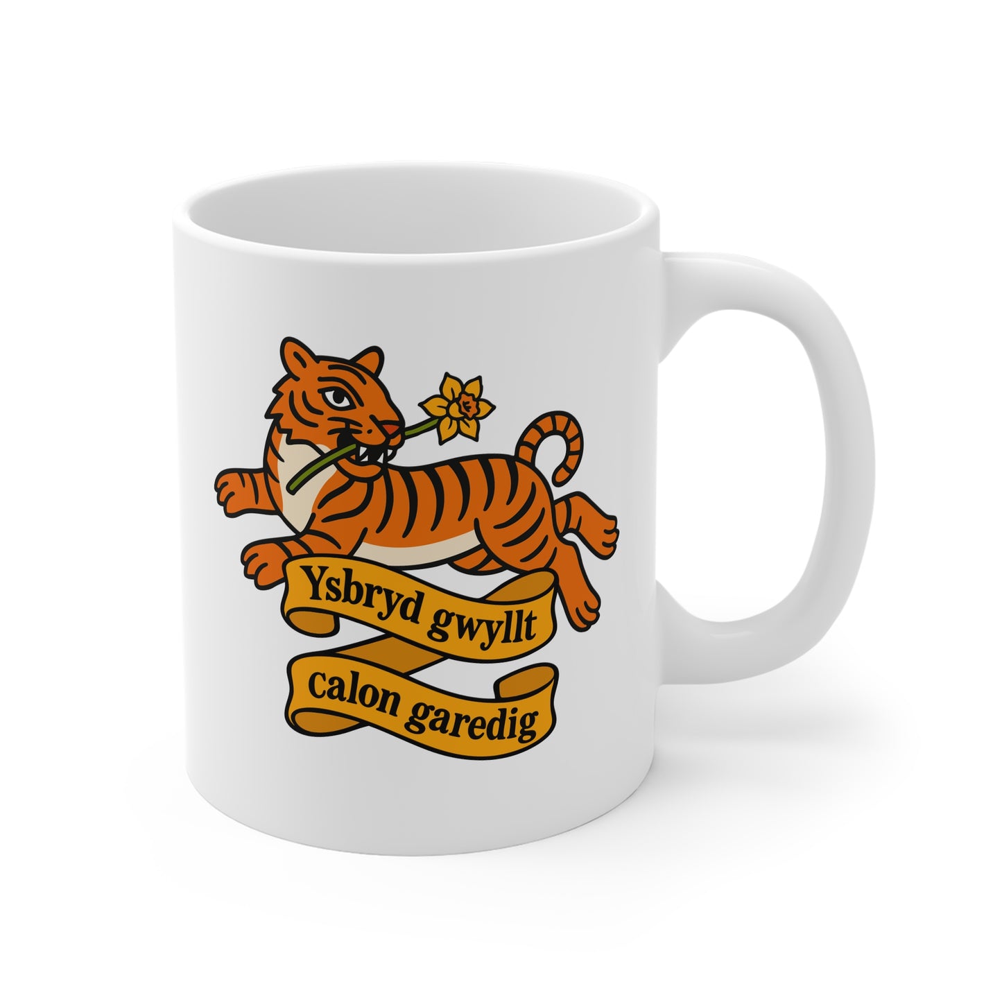 Tiger Crest Mug - 'Ysbryd gwyllt, calon garedig'