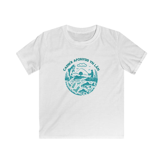 Kids River Conservation T‑Shirt - 'Cadw'r Afonydd Yn Lân' - Welsh River Nature Tee