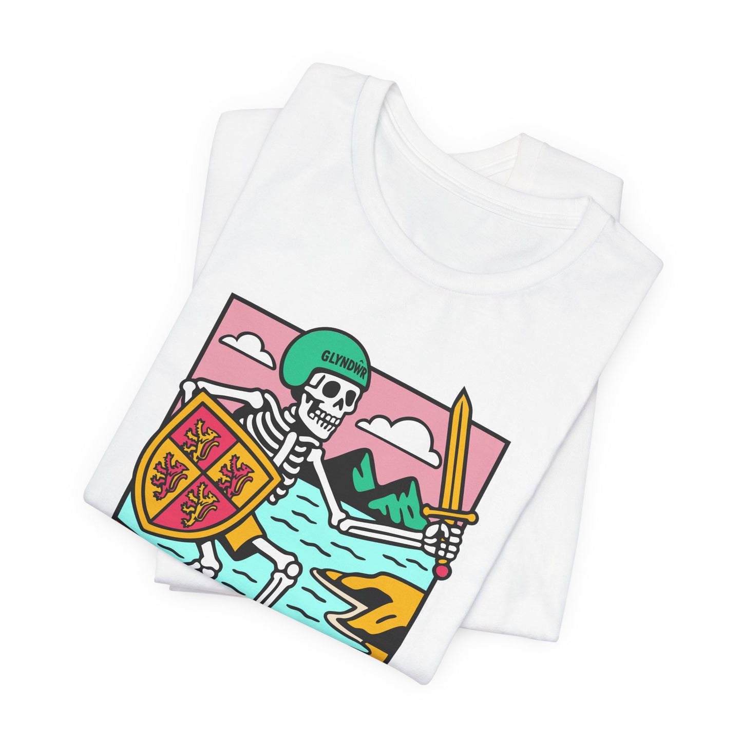Skeleton Glyndŵr Retro Skateboard T-Shirt (Unisex)