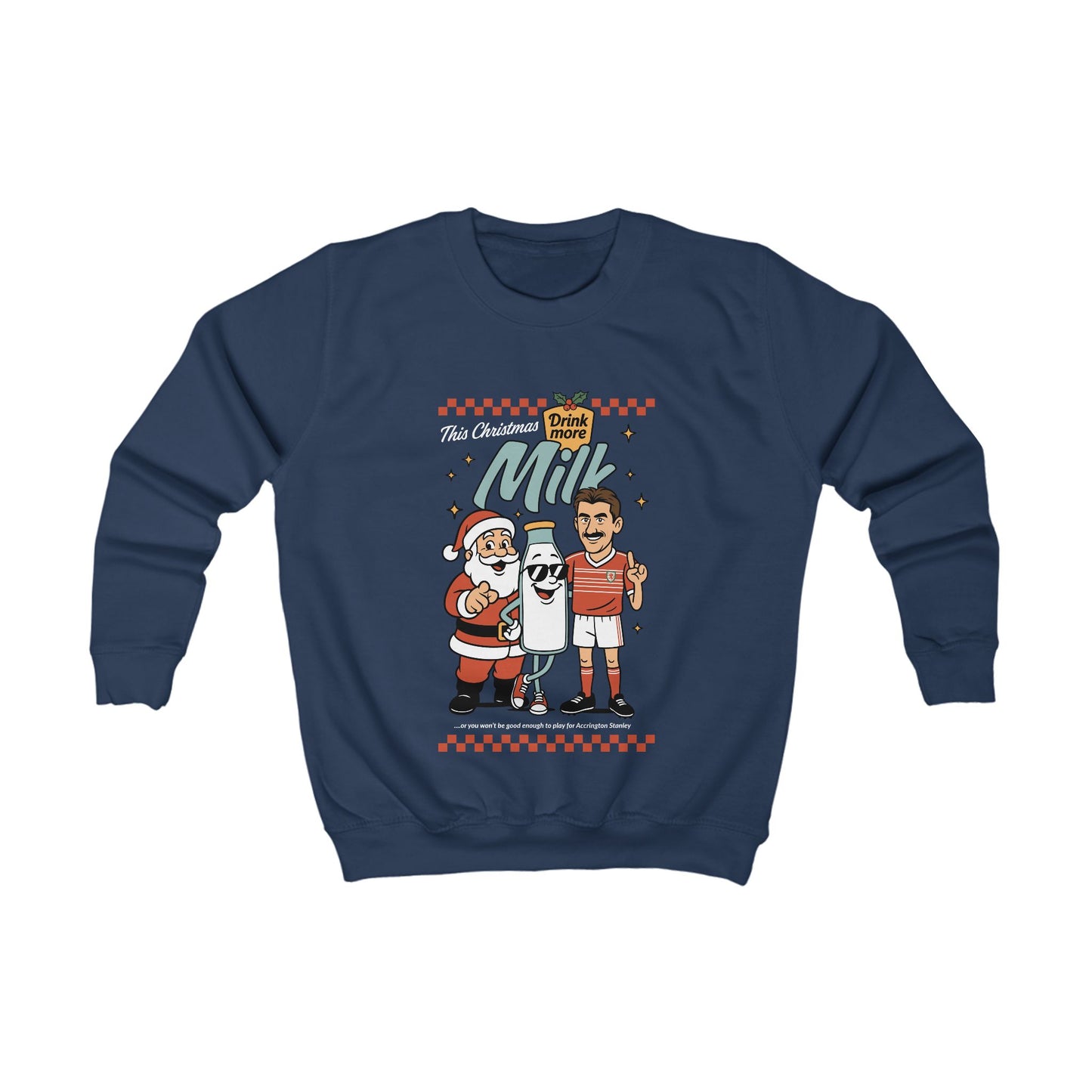 Kids Ian Rush Retro Christmas Jumper –This Christmas Drink More Milk
