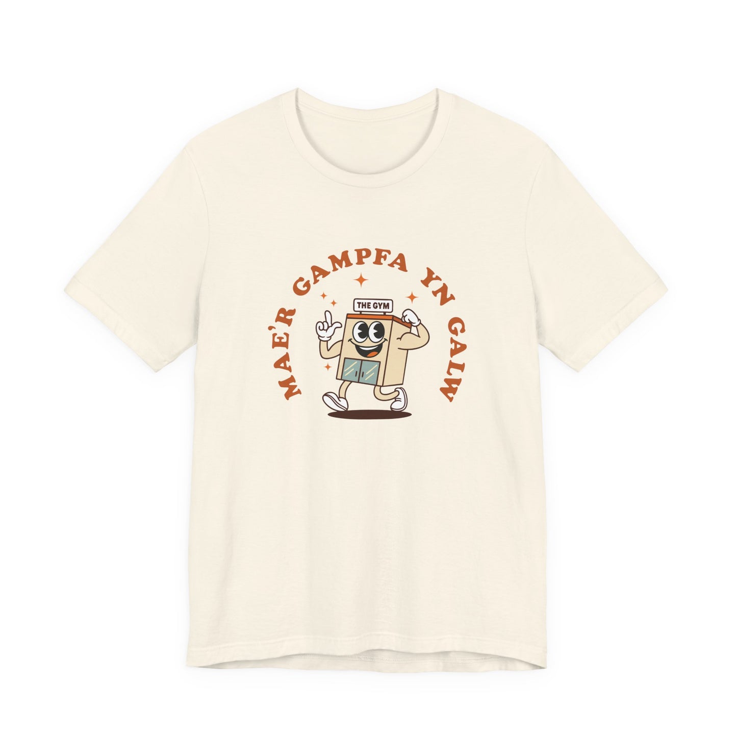 'Mae'r Gampfa yn Galw' - Retro Welsh Language Unisex Tee - The Gym is Calling