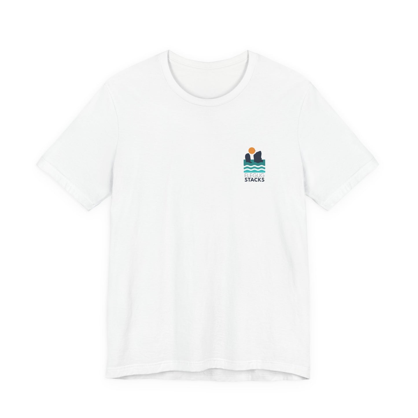 Elegug Stacks Graphic Tee — Minimal Sunset Wave Pocket T-Shirt