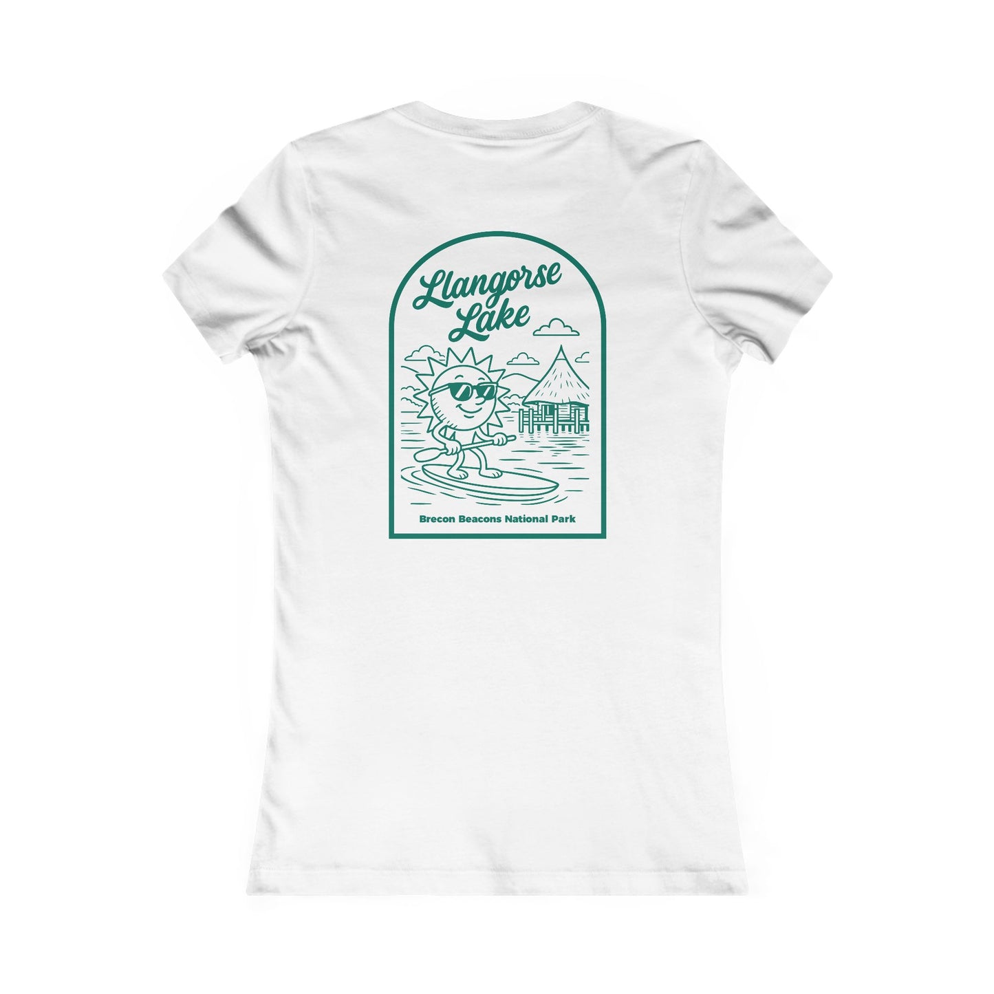 Women's Vintage Llangorse Lake Tee - Paddleboard Sun Graphic (Double Sided)