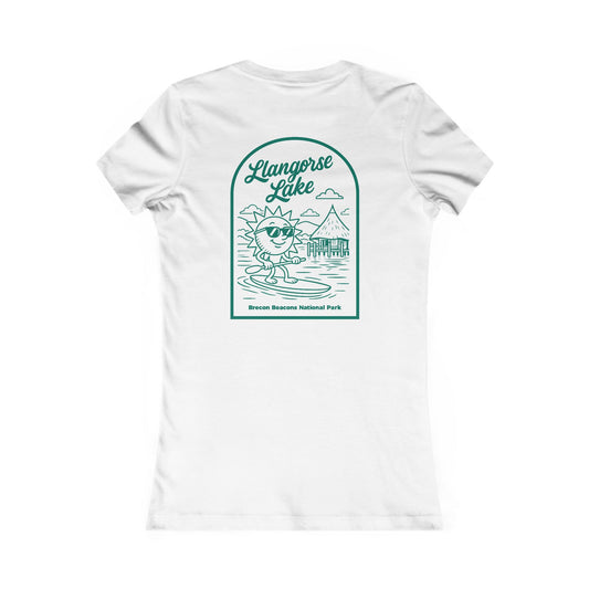 Women's Vintage Llangorse Lake Tee - Paddleboard Sun Graphic (Double Sided)