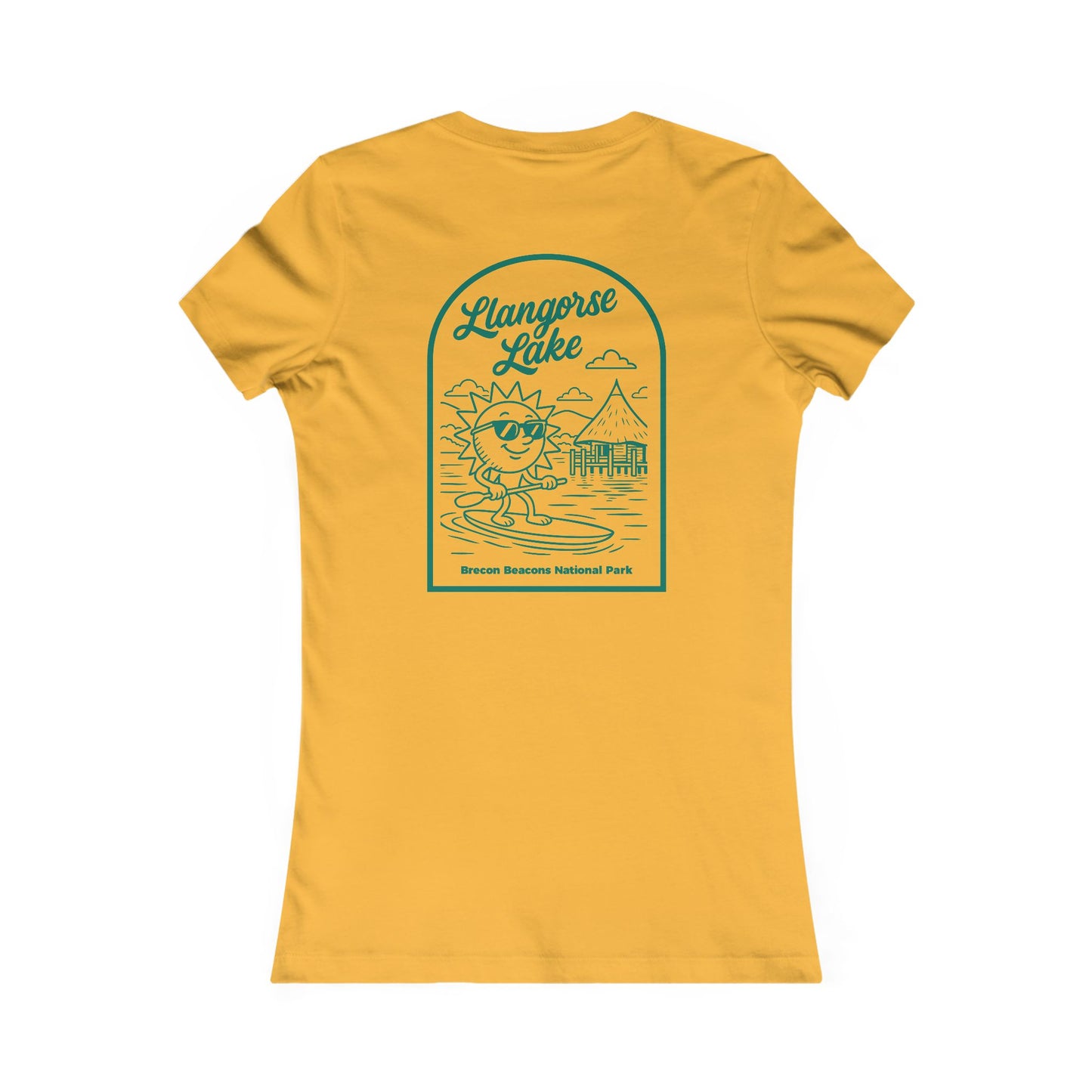 Women's Vintage Llangorse Lake Tee - Paddleboard Sun Graphic (Double Sided)