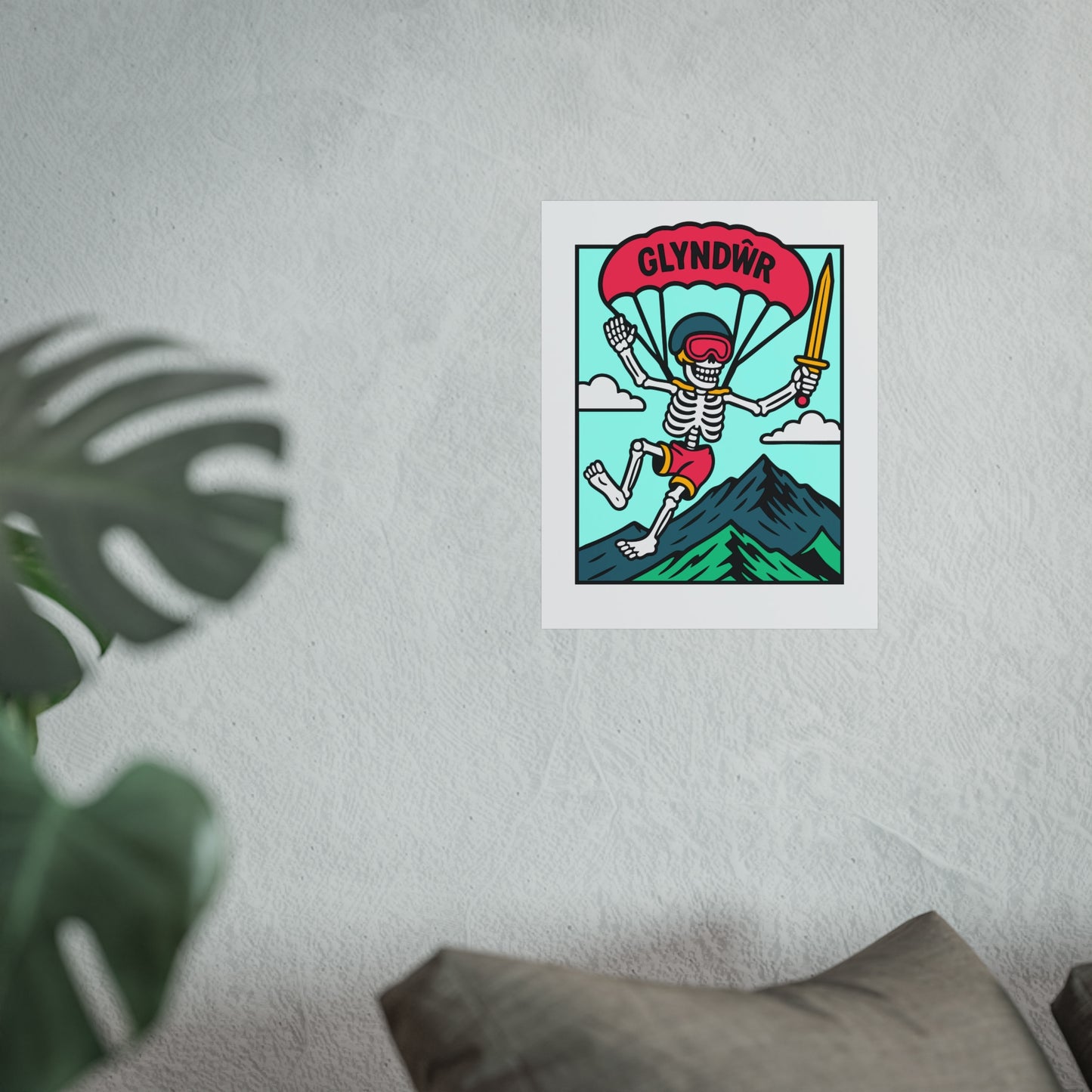 Parachute Skeleton Fine Art Poster – 'Owain Glyndŵr' Adventure Print