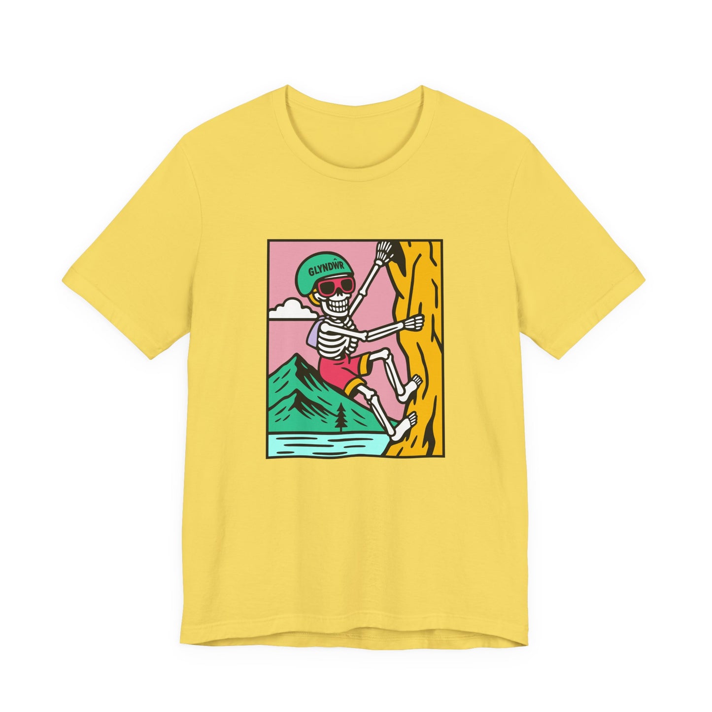 Skeleton Glyndŵr Climber T‑Shirt (Unisex) - Retro Mountain Rock Climbing Tee