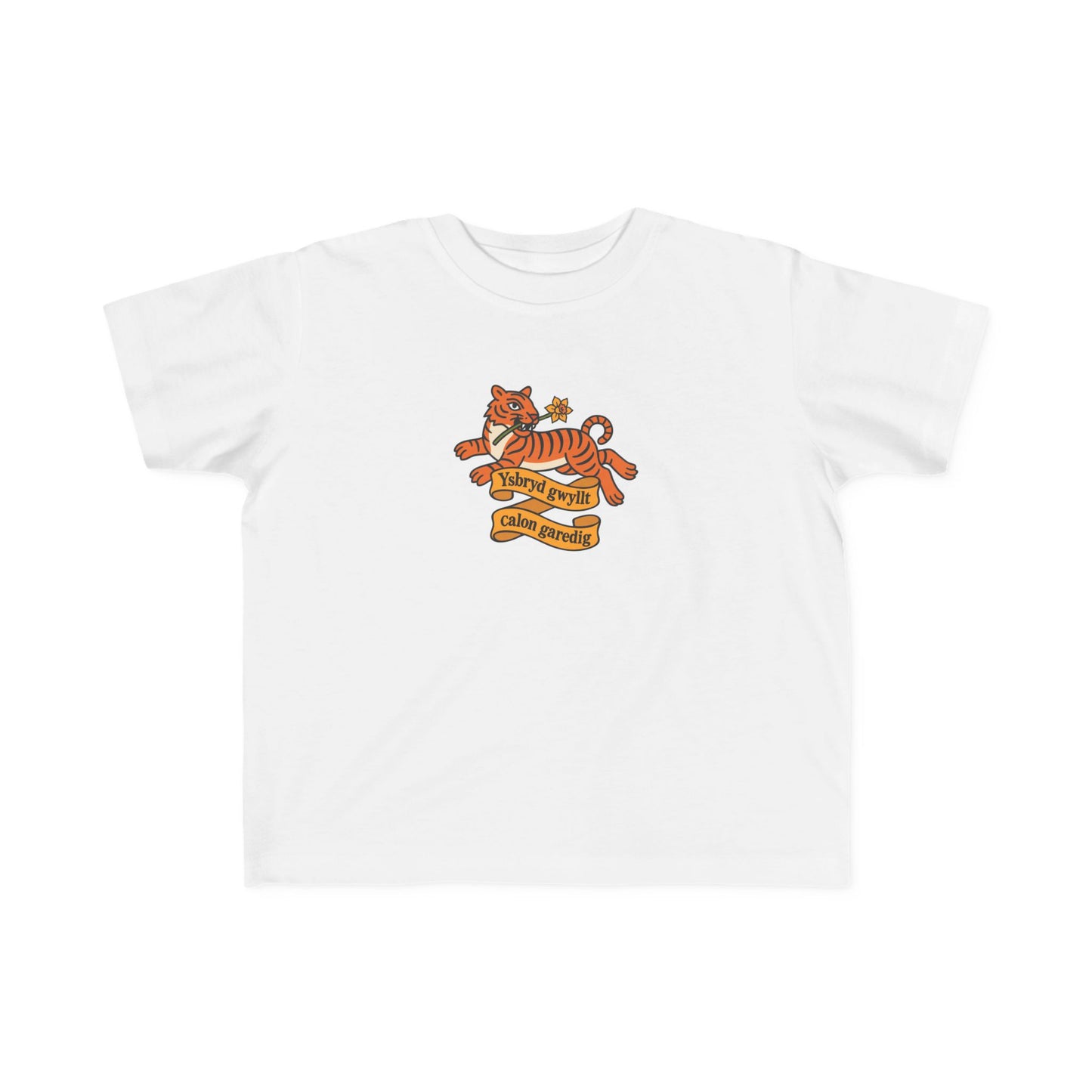 Toddler Vintage Tiger T-shirt - 'Ysbryd Gwyllt, Calon Garedig'