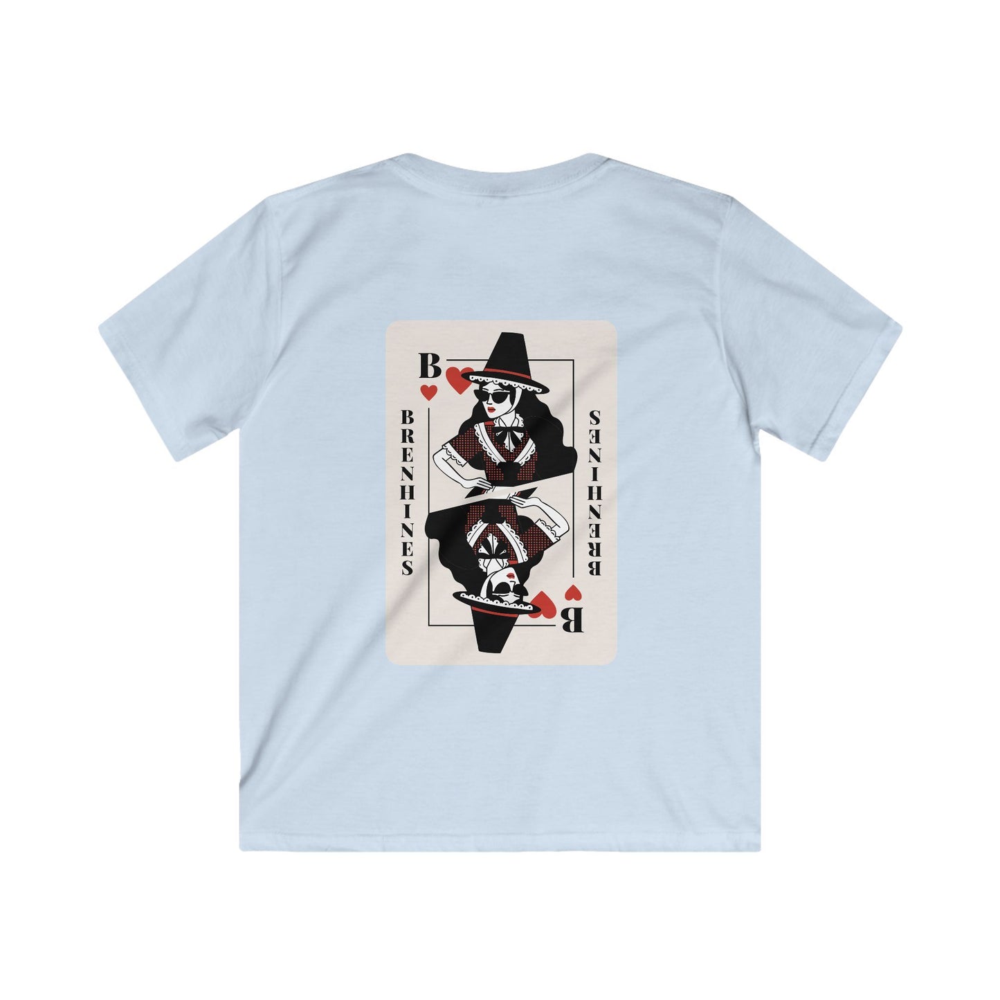Kids 'Brenhines' T-Shirt - Welsh Queen of Hearts Playing Card Graphic Tee (Double Sided)