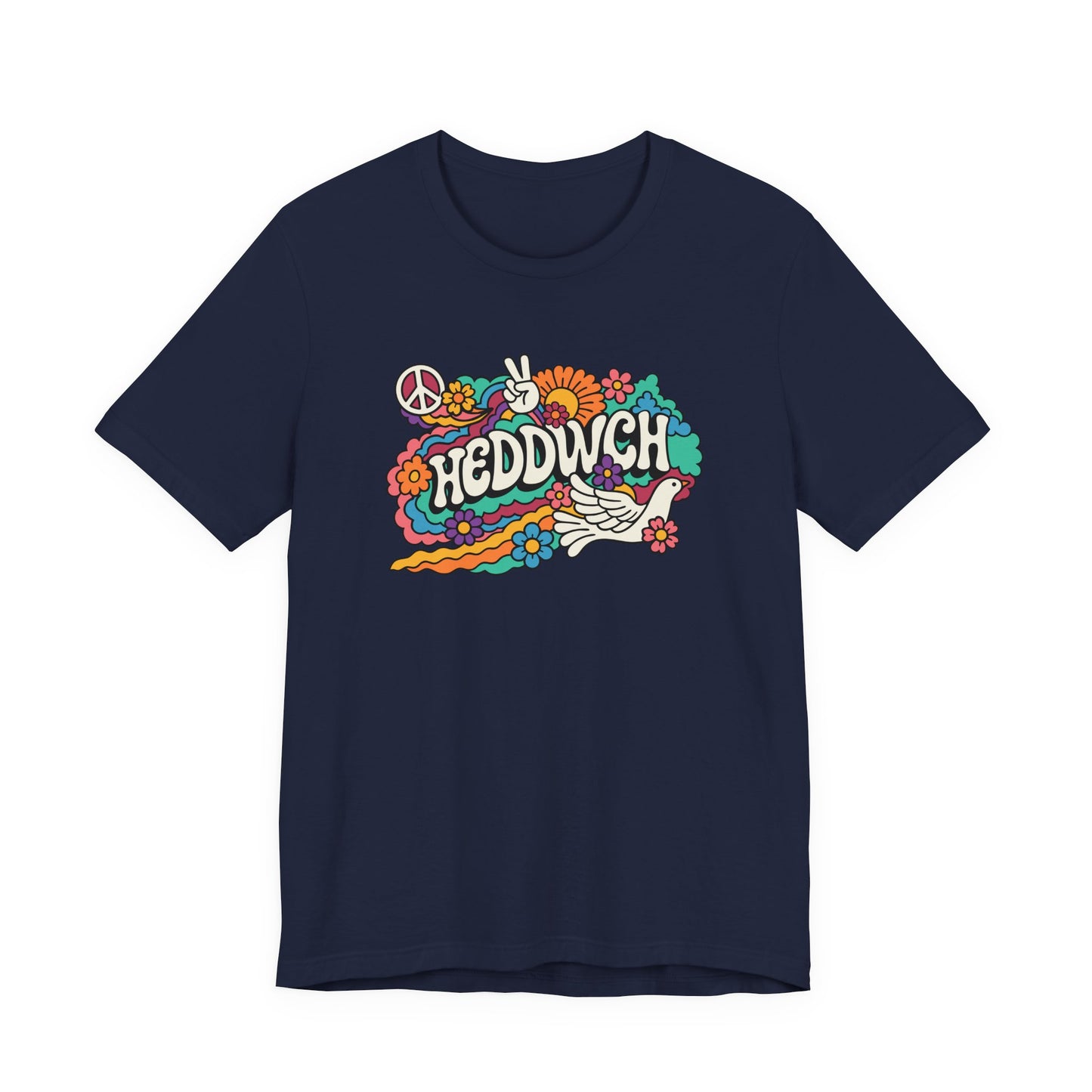 "Heddwch" Peace Sign Retro Floral T-Shirt