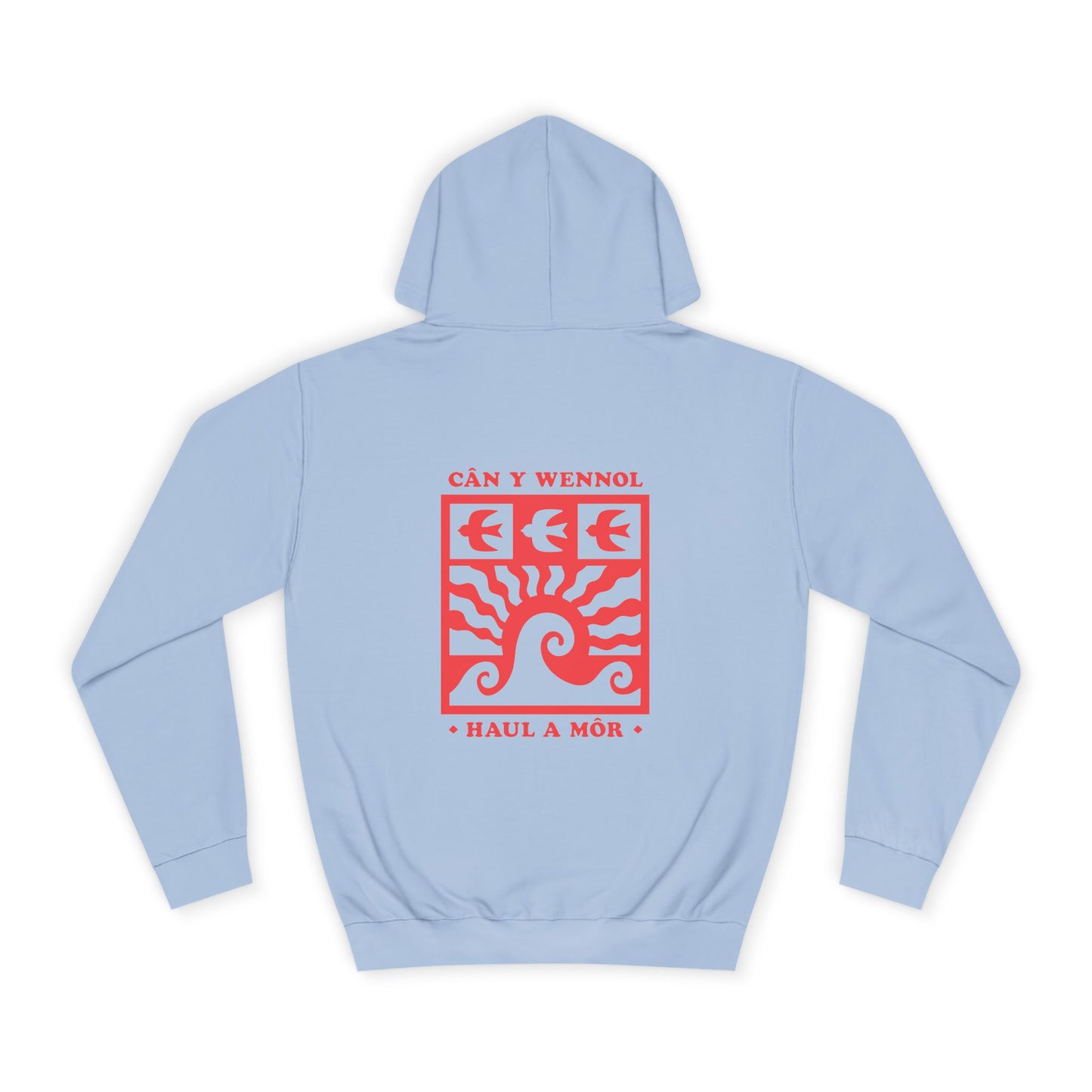 Retro Swallow & Wave Unisex Hoodie 'Can Y Wennol' (Double Sided)