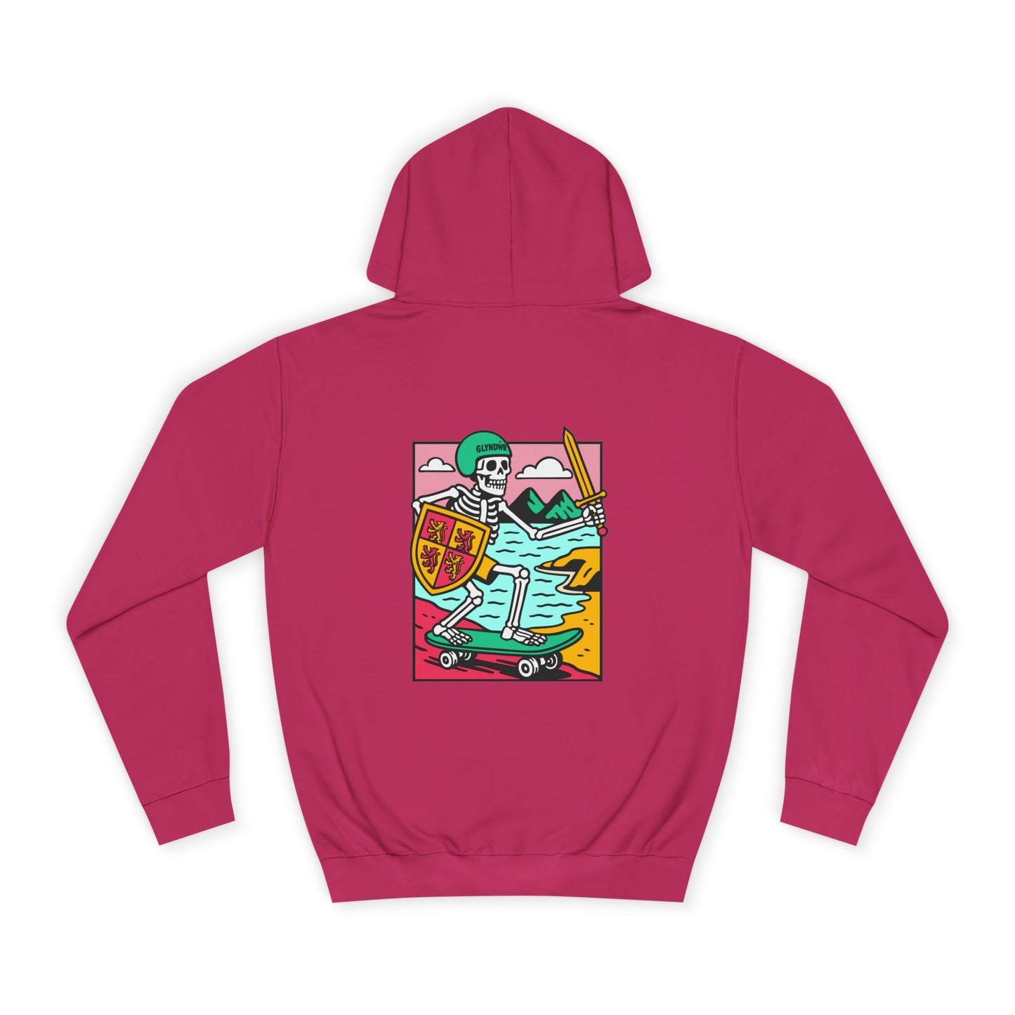 Skateboard Glyndŵr Unisex Hoodie (Double Sided)