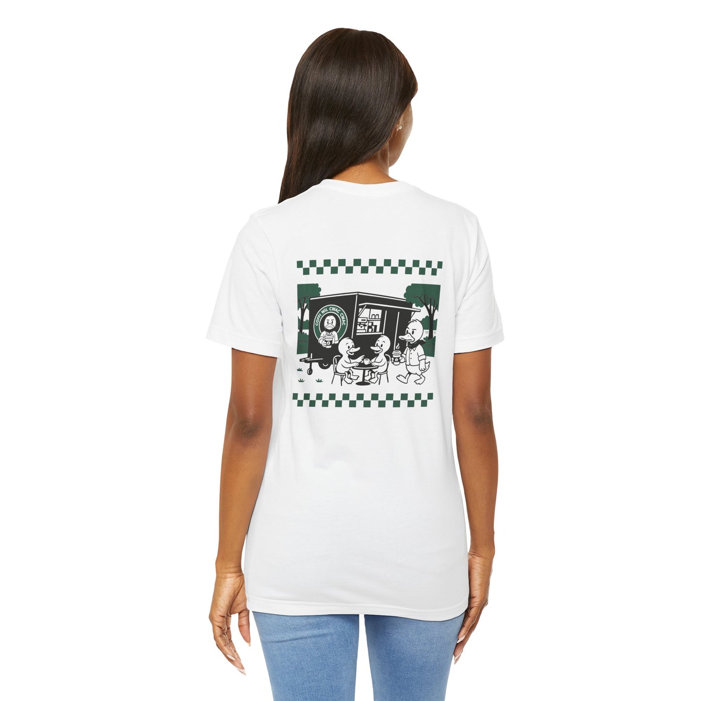 Wil Cwac Cwac Coffee Unisex T-shirt - Retro Cafe T-Shirt (Double Sided)