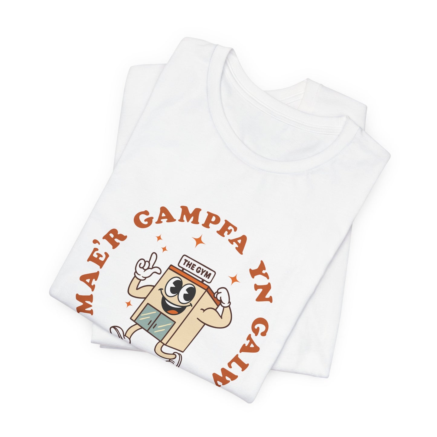 'Mae'r Gampfa yn Galw' - Retro Welsh Language Unisex Tee - The Gym is Calling
