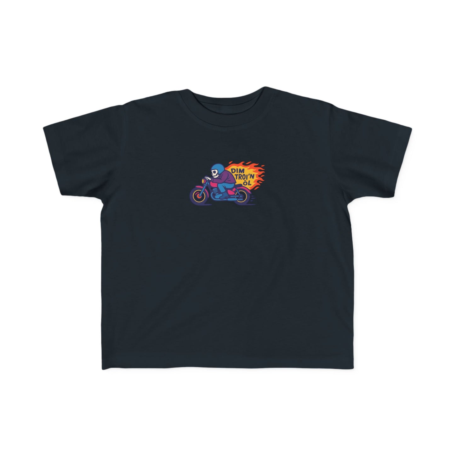 Toddler Skeleton Motorbike T-Shirt - 'Dim Troi'n ôl'
