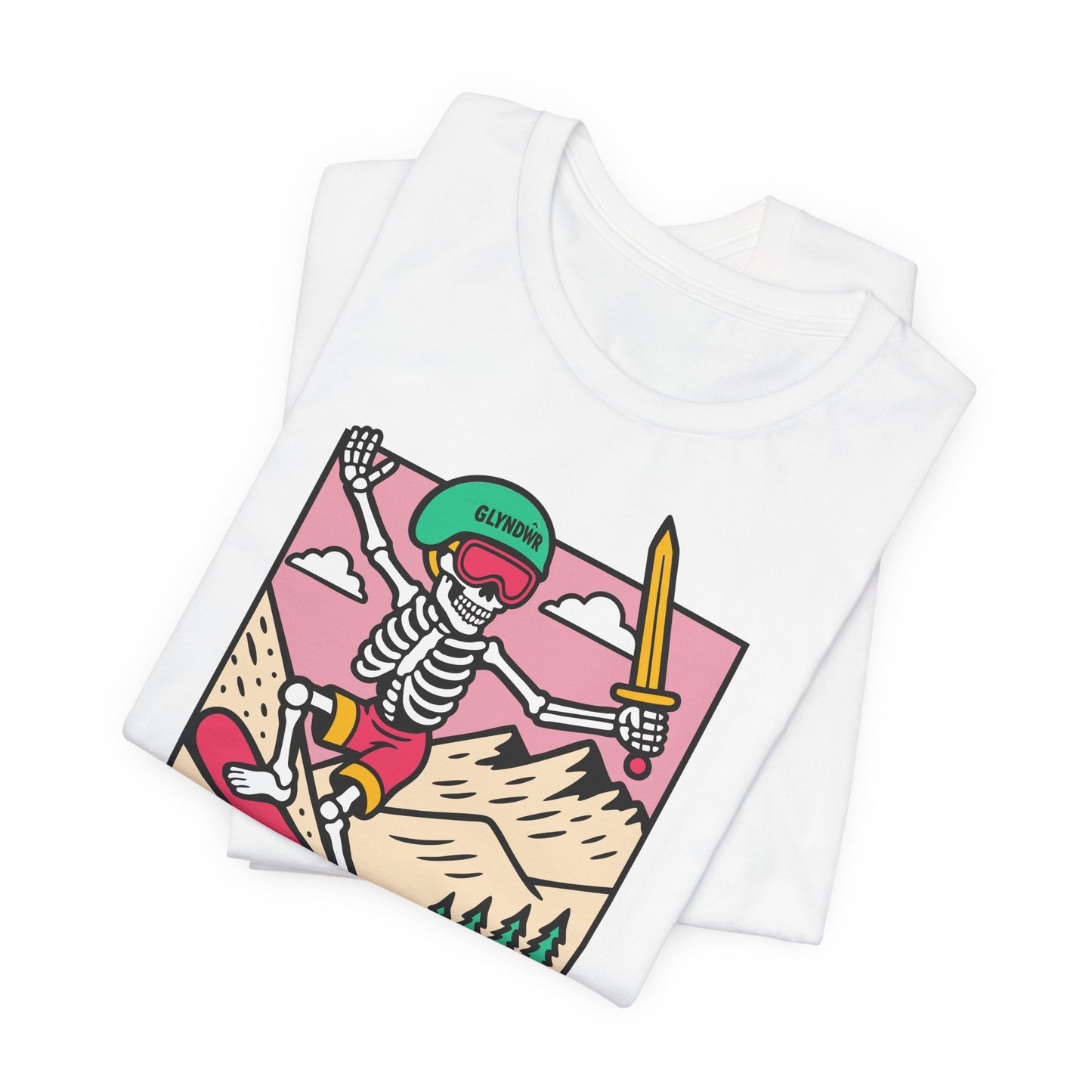 Skeleton Glyndŵr Retro Snowboarding Unisex Tee