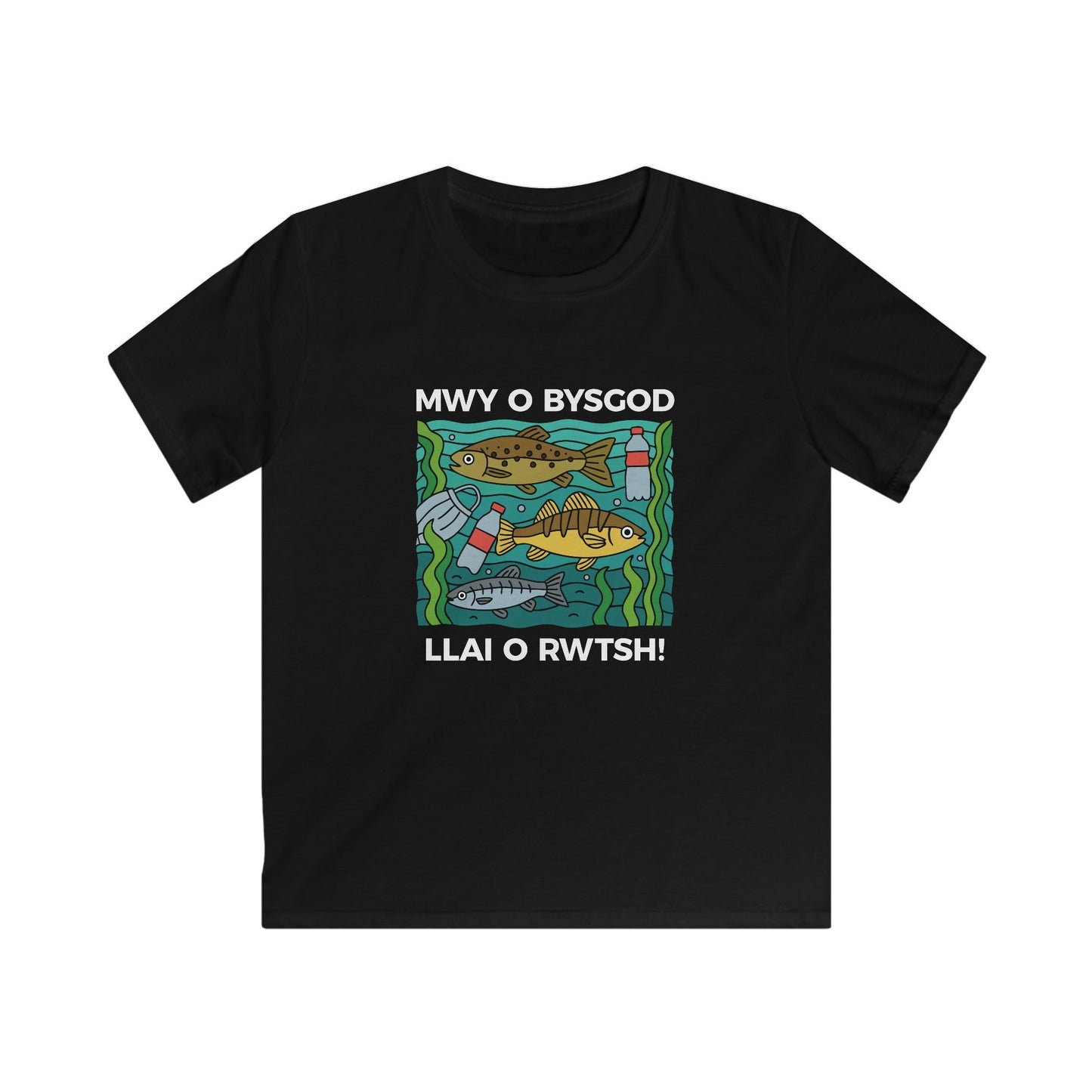 Kids Environmental T-Shirt - "Mwy o Bysgod, Llai o Rwtsh!"