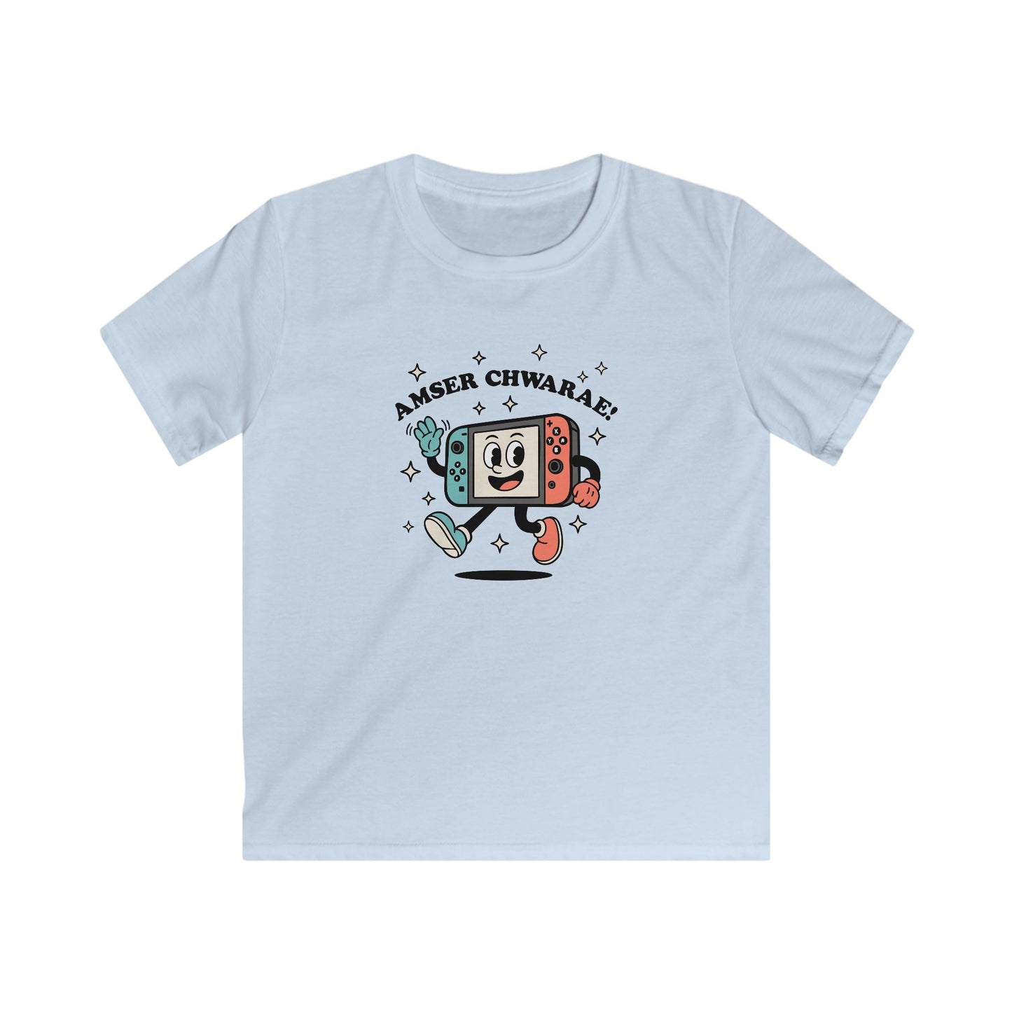 Kids Gaming Tee - 'Amser Chwarae' Welsh Retro Game Console Graphic
