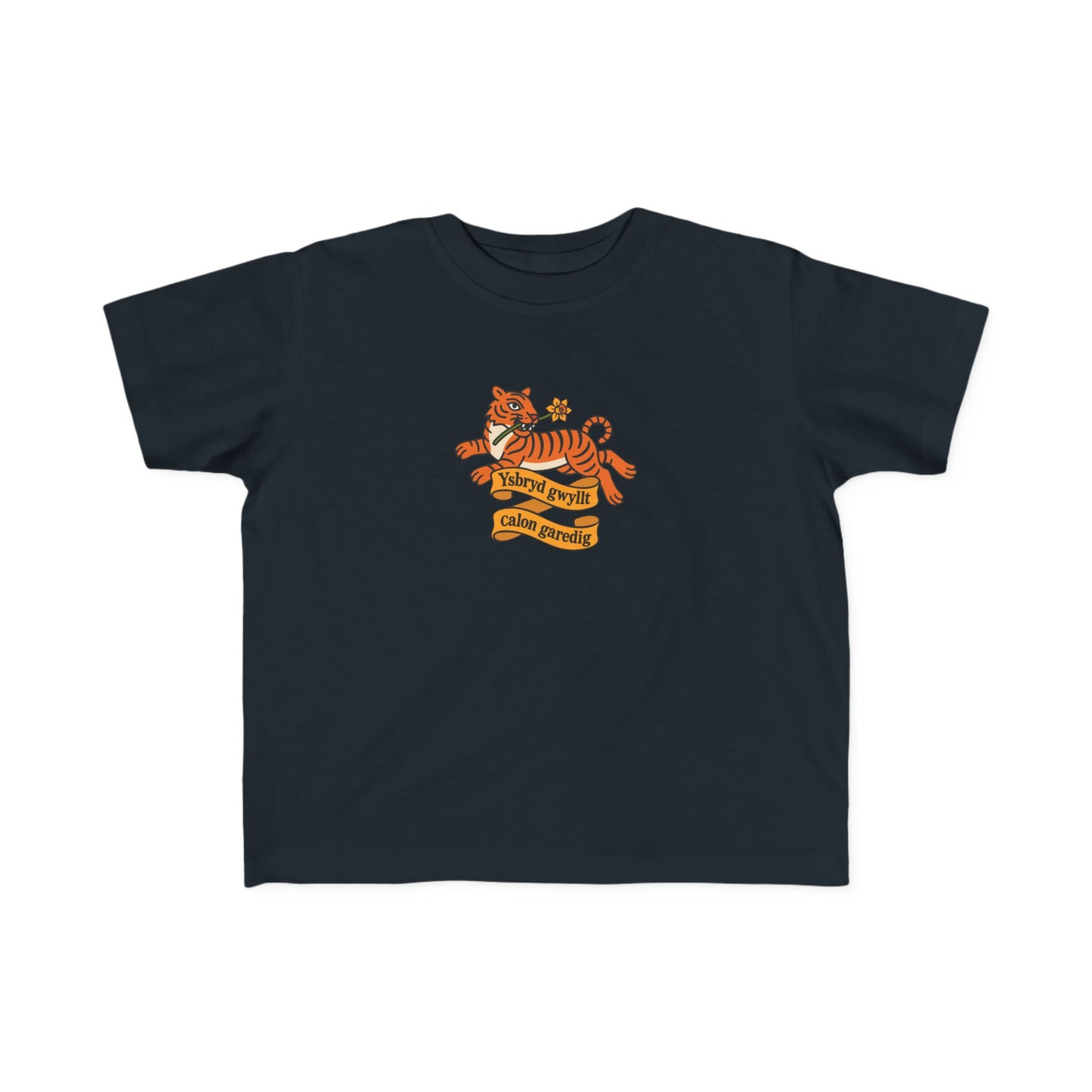 Toddler Vintage Tiger T-shirt - 'Ysbryd Gwyllt, Calon Garedig'