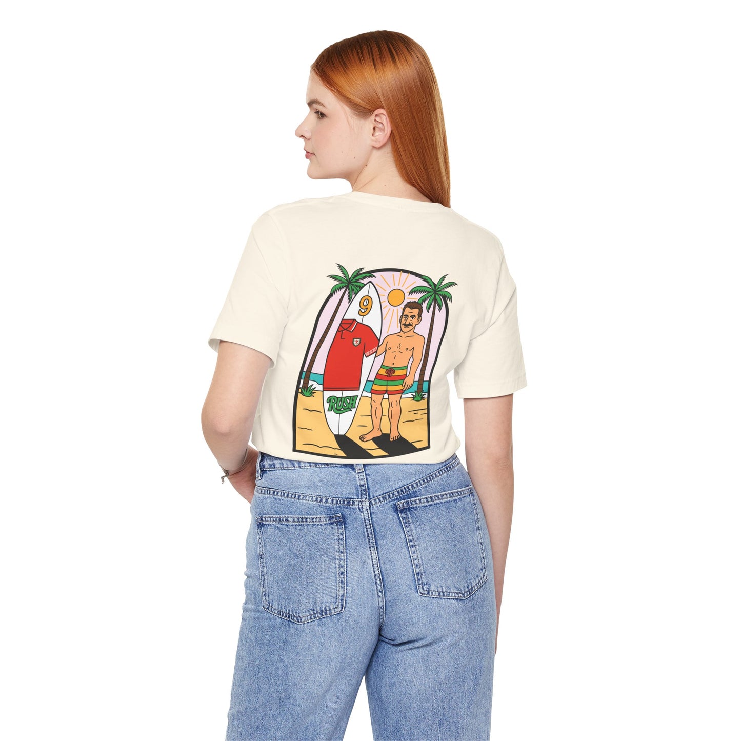 Ian Rush Surf T-Shirt (Unisex) - Wales 90s Kit Football Shirt (Double Sided)