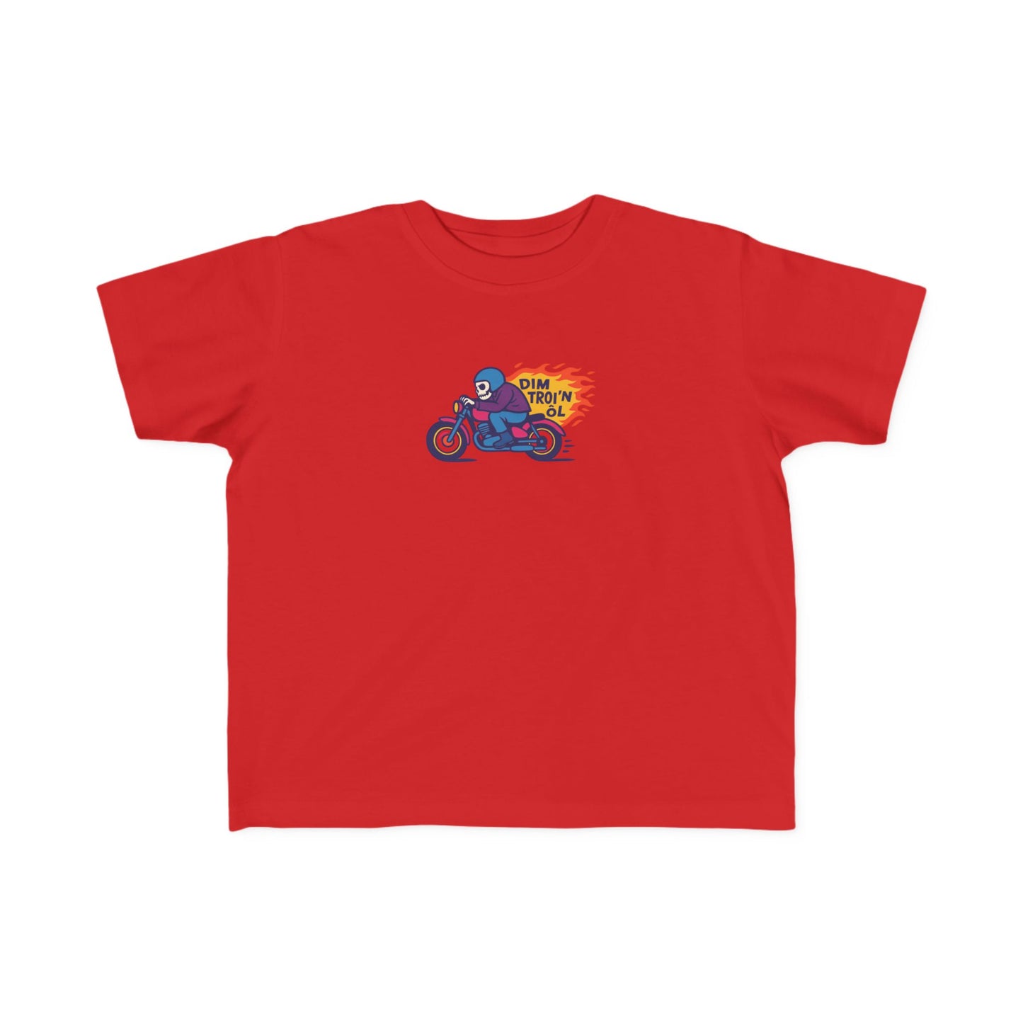 Toddler Skeleton Motorbike T-Shirt - 'Dim Troi'n ôl'