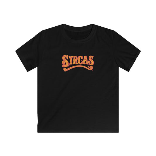 Kids 'Syrcas' Retro Orange Swirl Welsh Circus T-Shirt