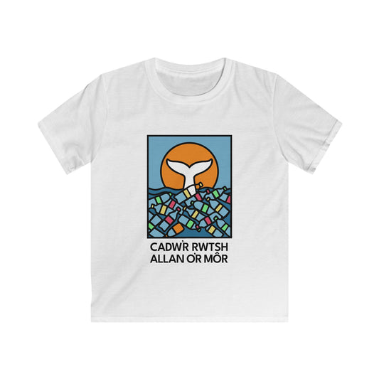 Kids Ocean Conservation Tee — "Cadwr Rwtsh Allan o'r Môr"
