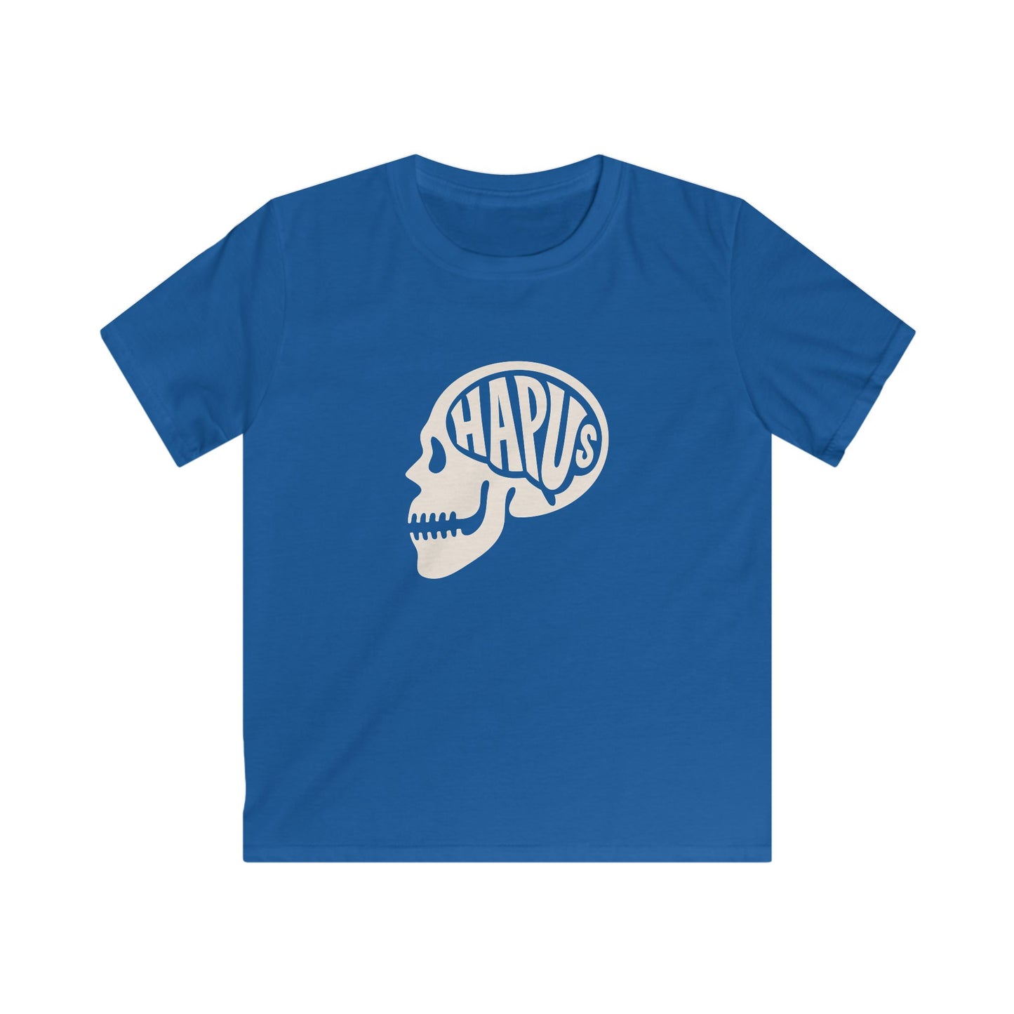 Hapus Kids T‑Shirt — Black Skull, Happy Brain - Welsh Graphic Tee