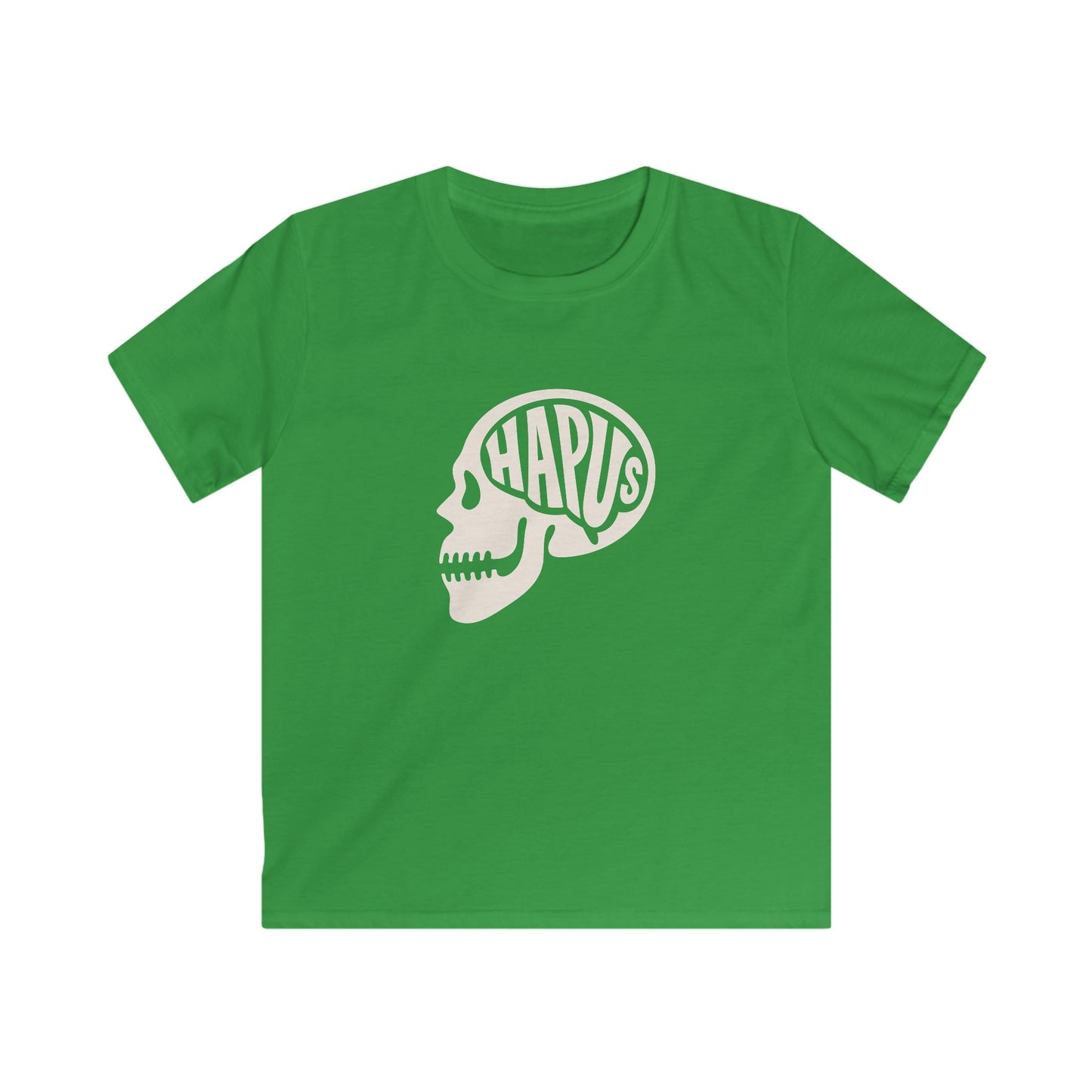 Hapus Kids T‑Shirt — Black Skull, Happy Brain - Welsh Graphic Tee