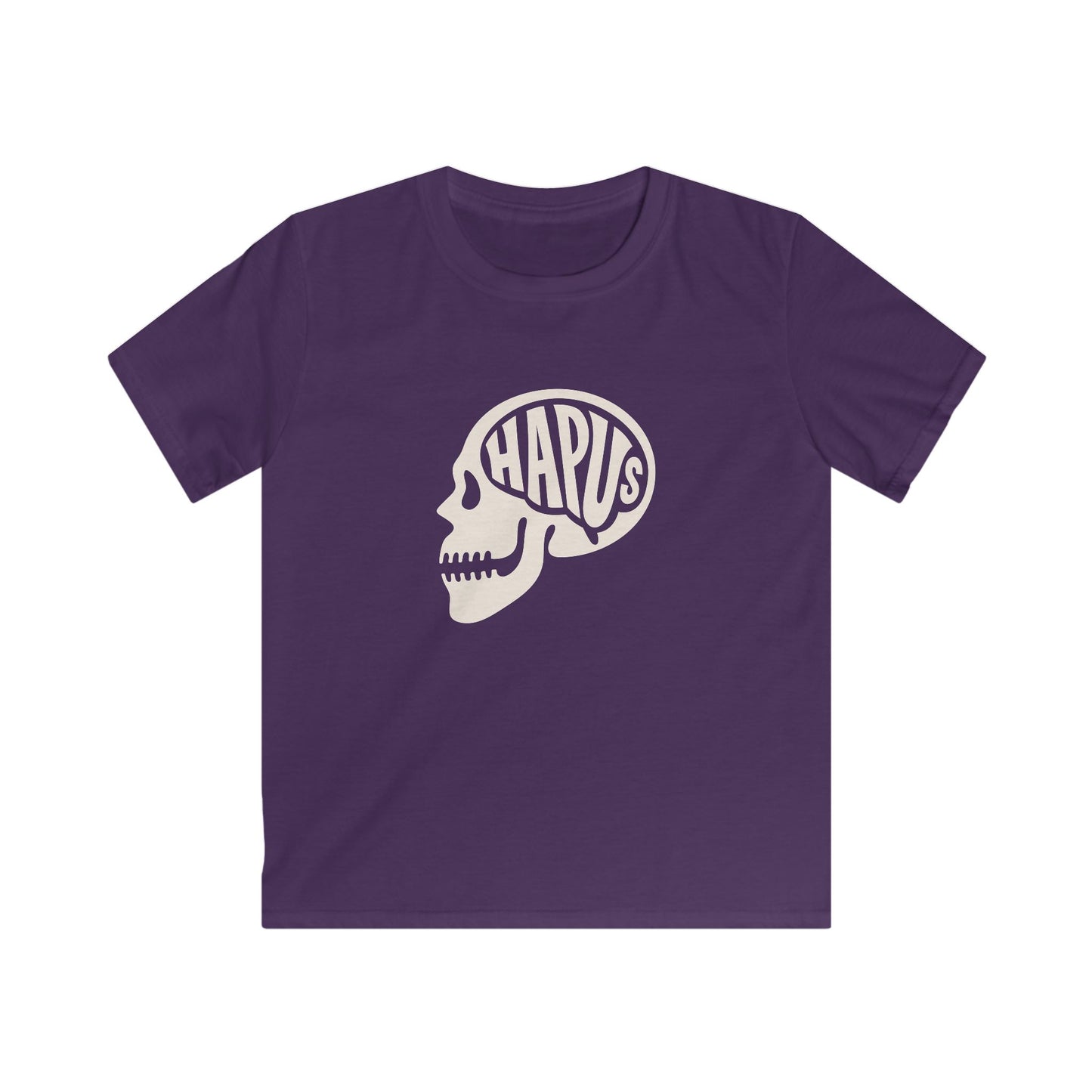 Hapus Kids T‑Shirt — Black Skull, Happy Brain - Welsh Graphic Tee