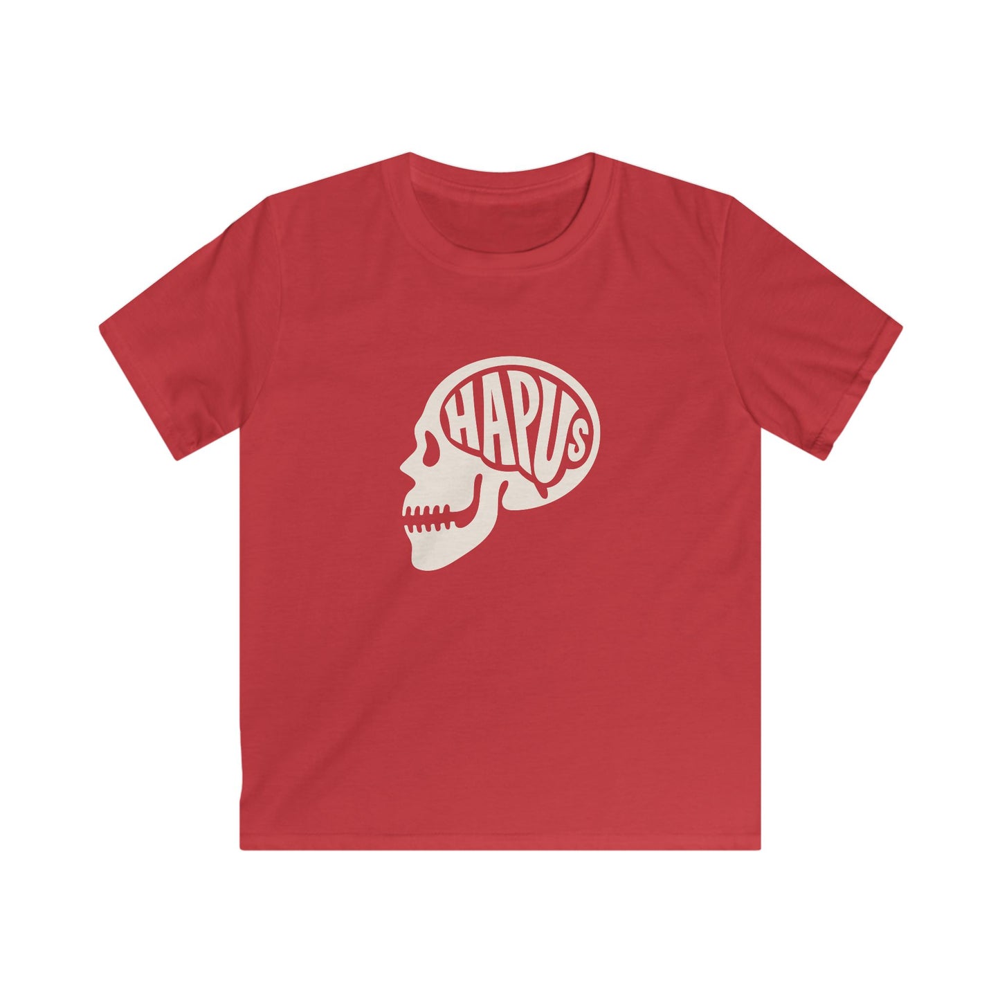 Hapus Kids T‑Shirt — Black Skull, Happy Brain - Welsh Graphic Tee