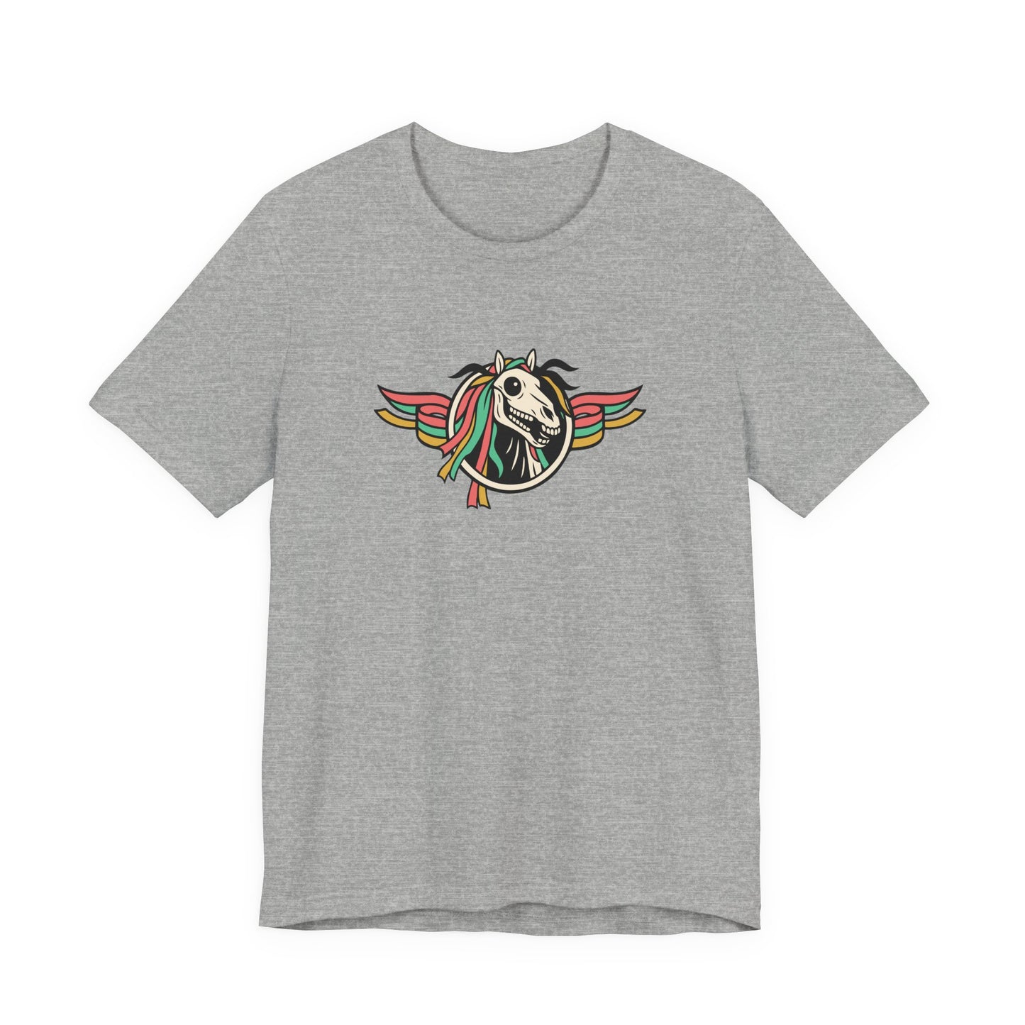 Mari Lwyd Unisex T-Shirt - Winged Horse Skull Graphic Tee