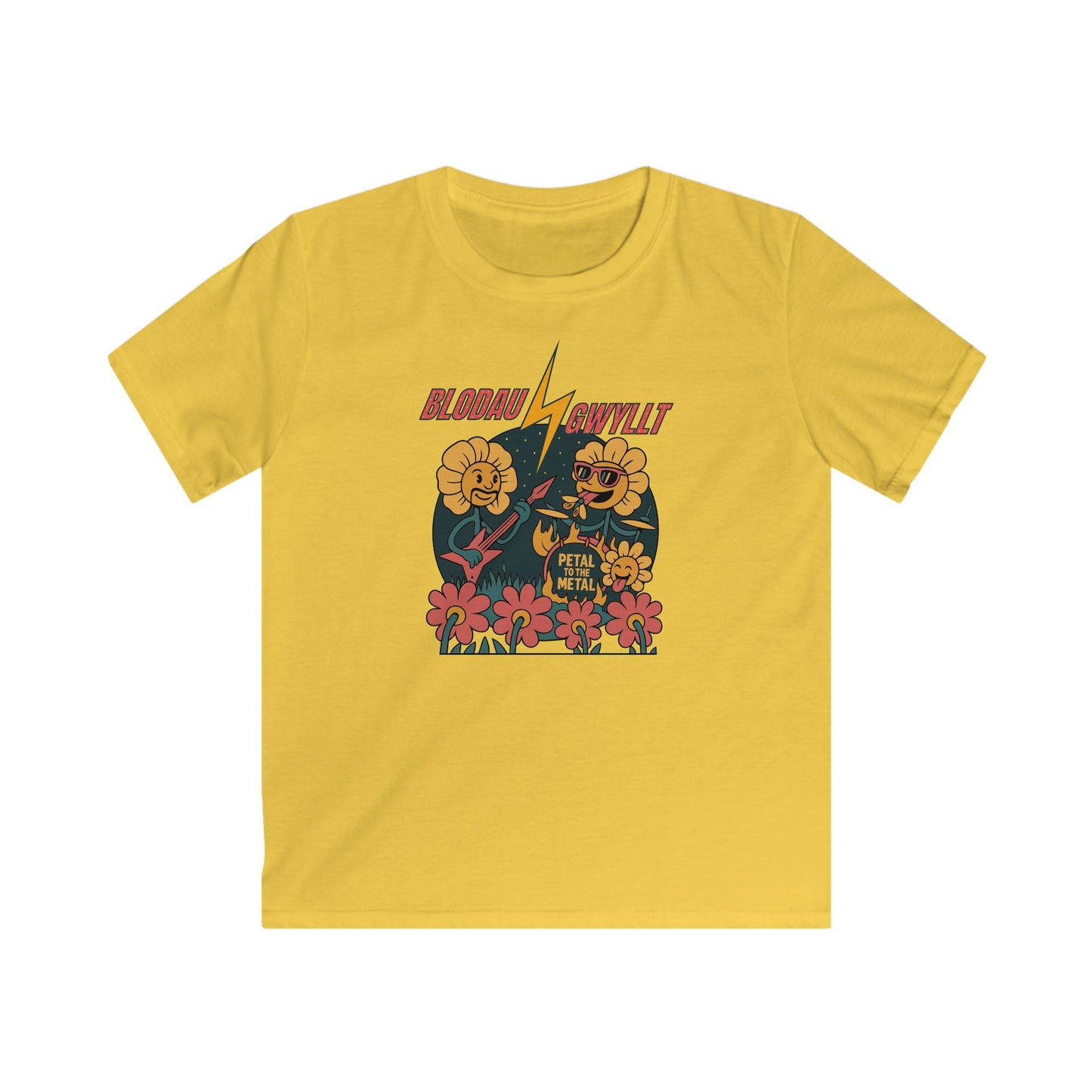 Wild Flowers Kids Tee — 'Blodau Gwyllt' - Petal to the Metal Floral Band T-Shirt