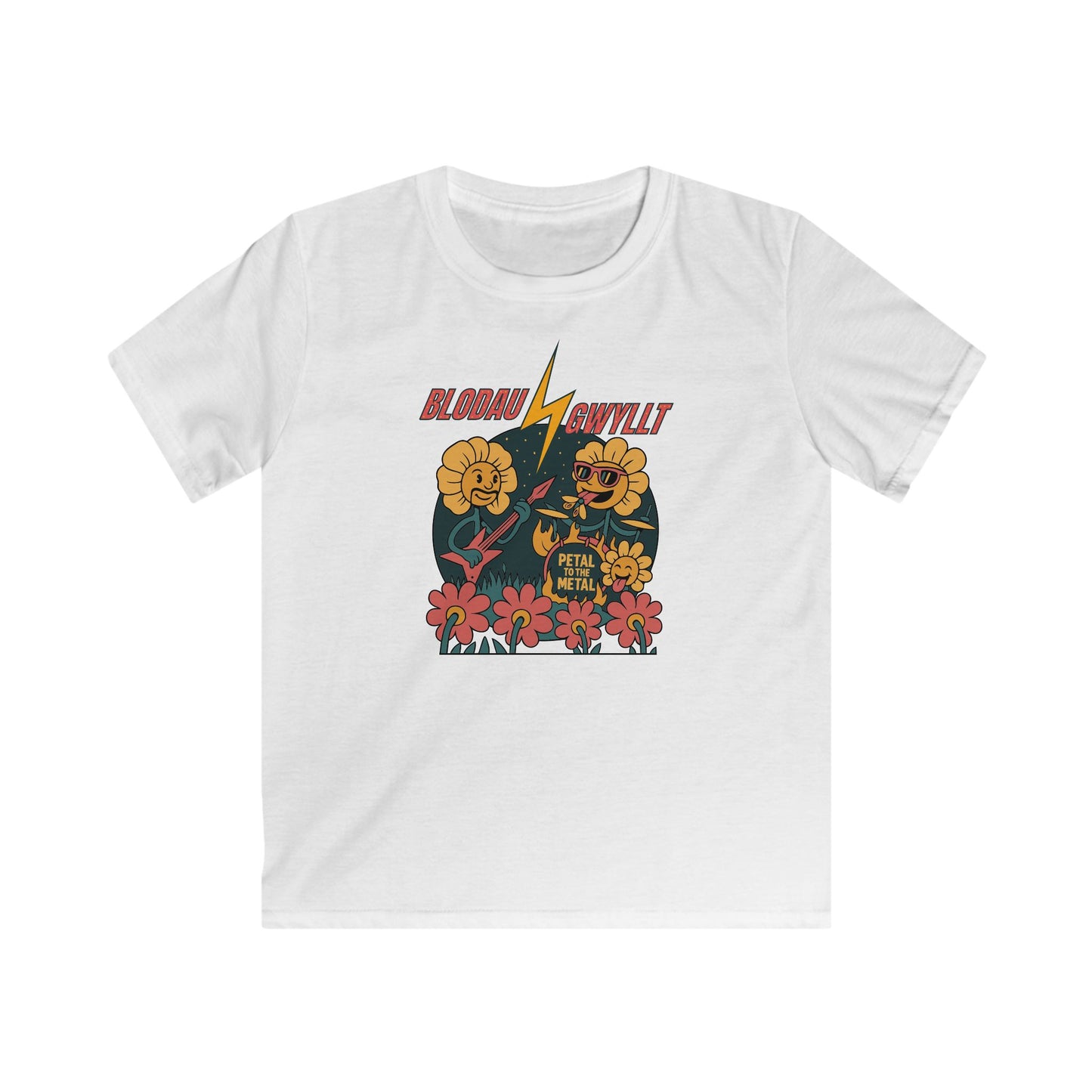 Wild Flowers Kids Tee — 'Blodau Gwyllt' - Petal to the Metal Floral Band T-Shirt