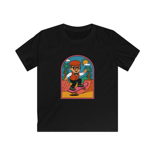 Kids Skateboarder Graphic Tee — Retro Welsh Costume Skate Shirt