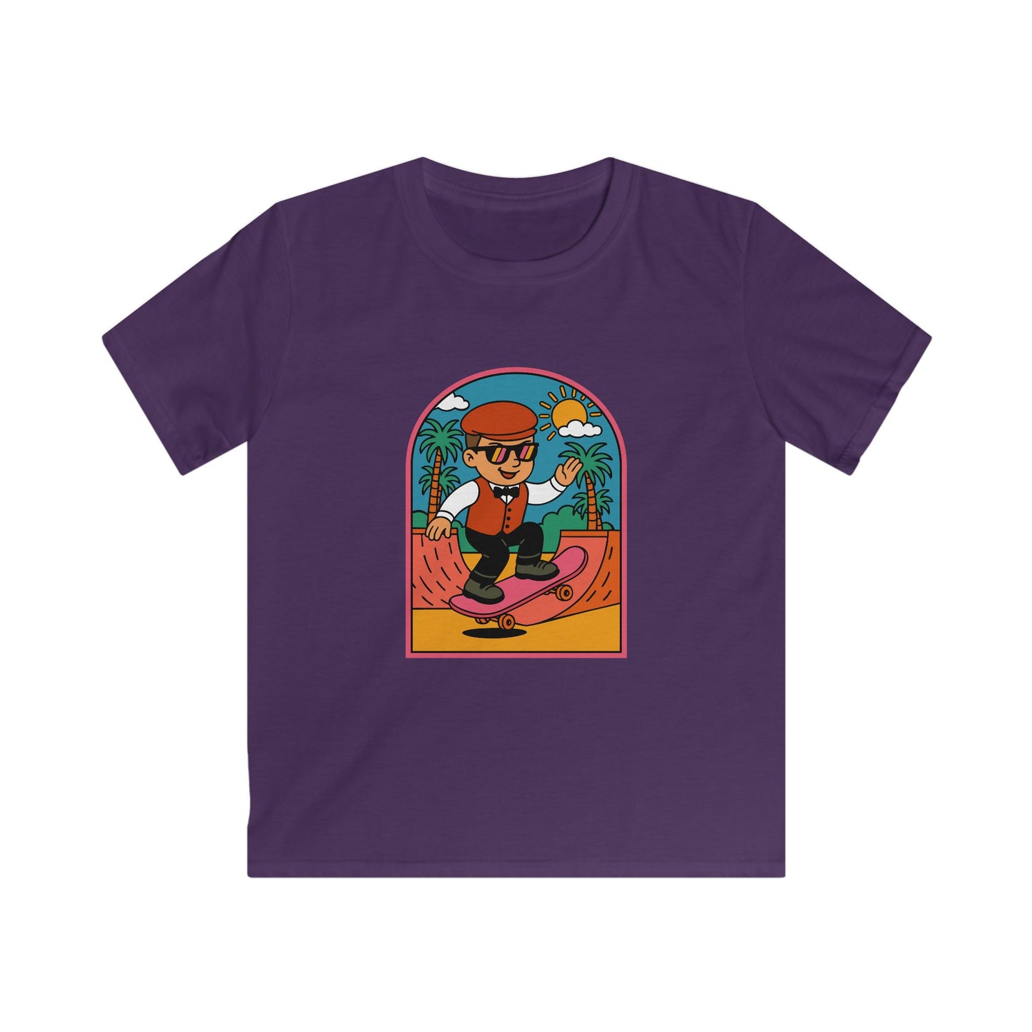 Kids Skateboarder Graphic Tee — Retro Welsh Costume Skate Shirt