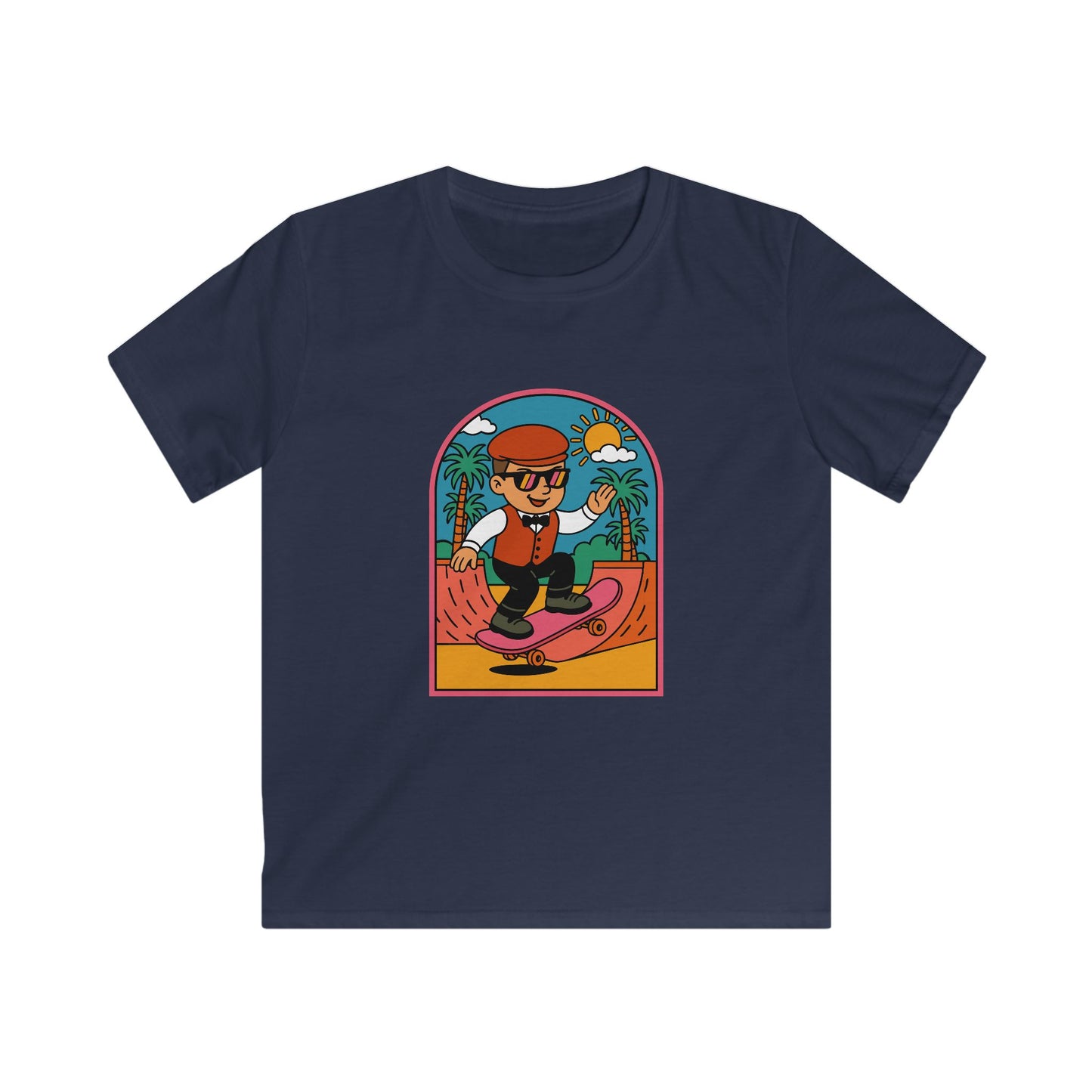 Kids Skateboarder Graphic Tee — Retro Welsh Costume Skate Shirt