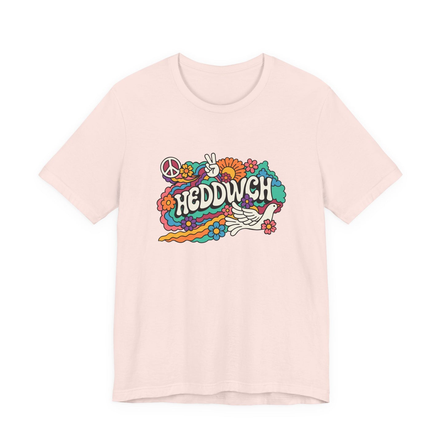 "Heddwch" Peace Sign Retro Floral T-Shirt