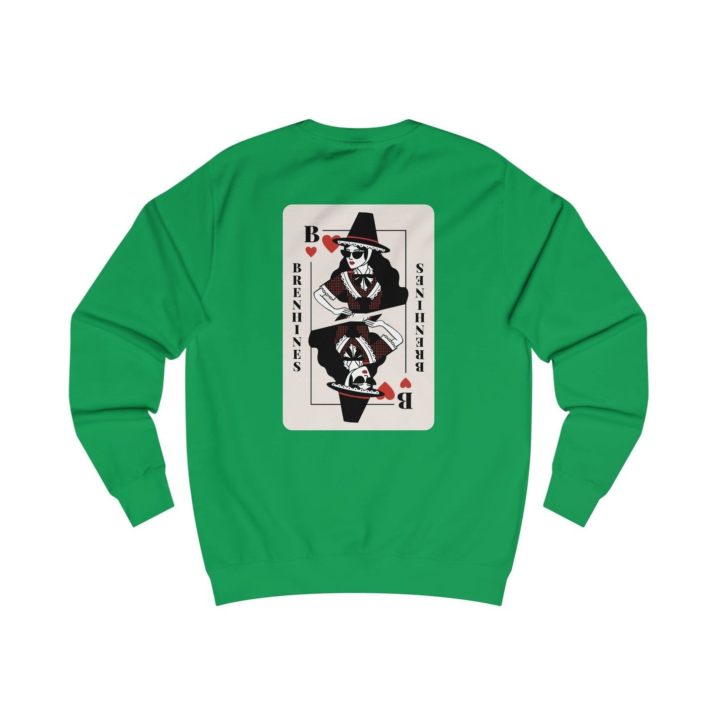 Welsh Queen of Hearts Playing Card Sweatshirt - Brenhines (Double Sided)