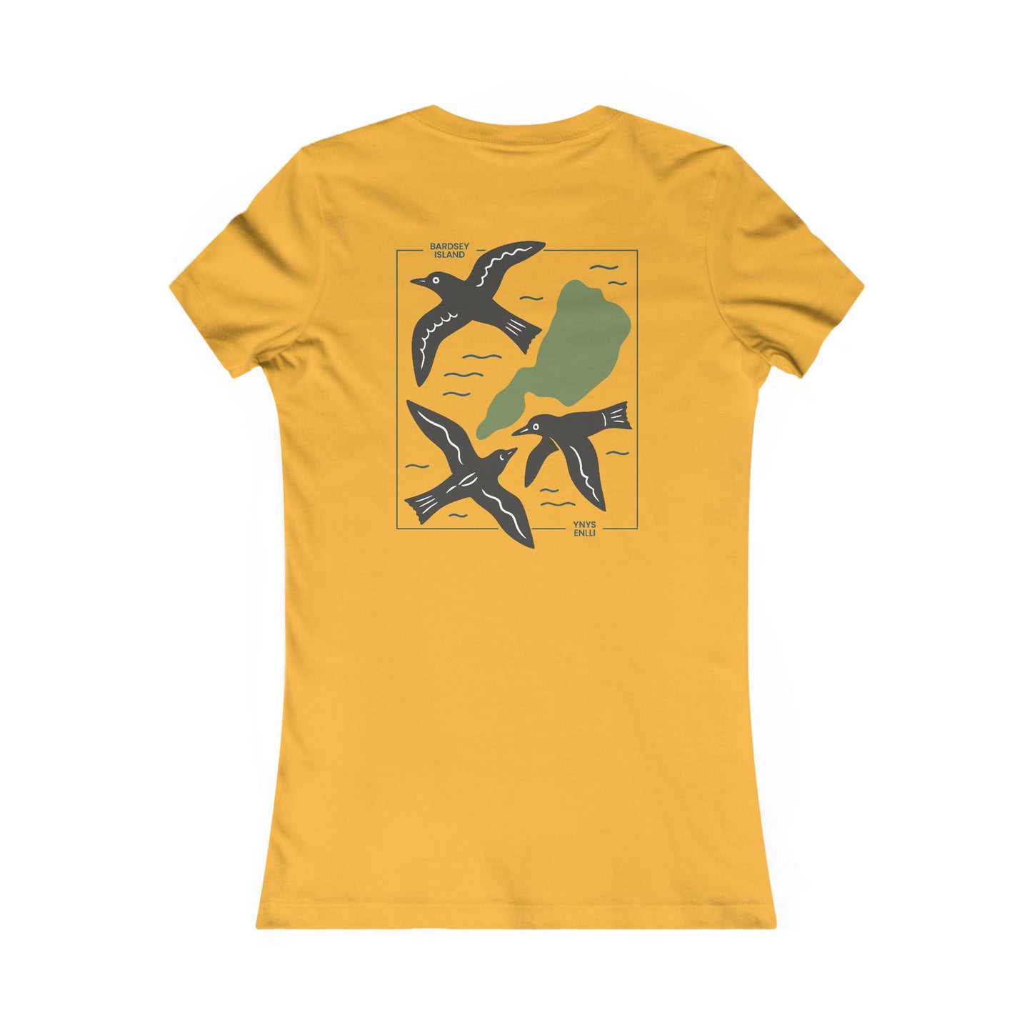 Women's Bardsey Island Tee - Minimalist Seabirds & Island Graphic (Double Sided)
