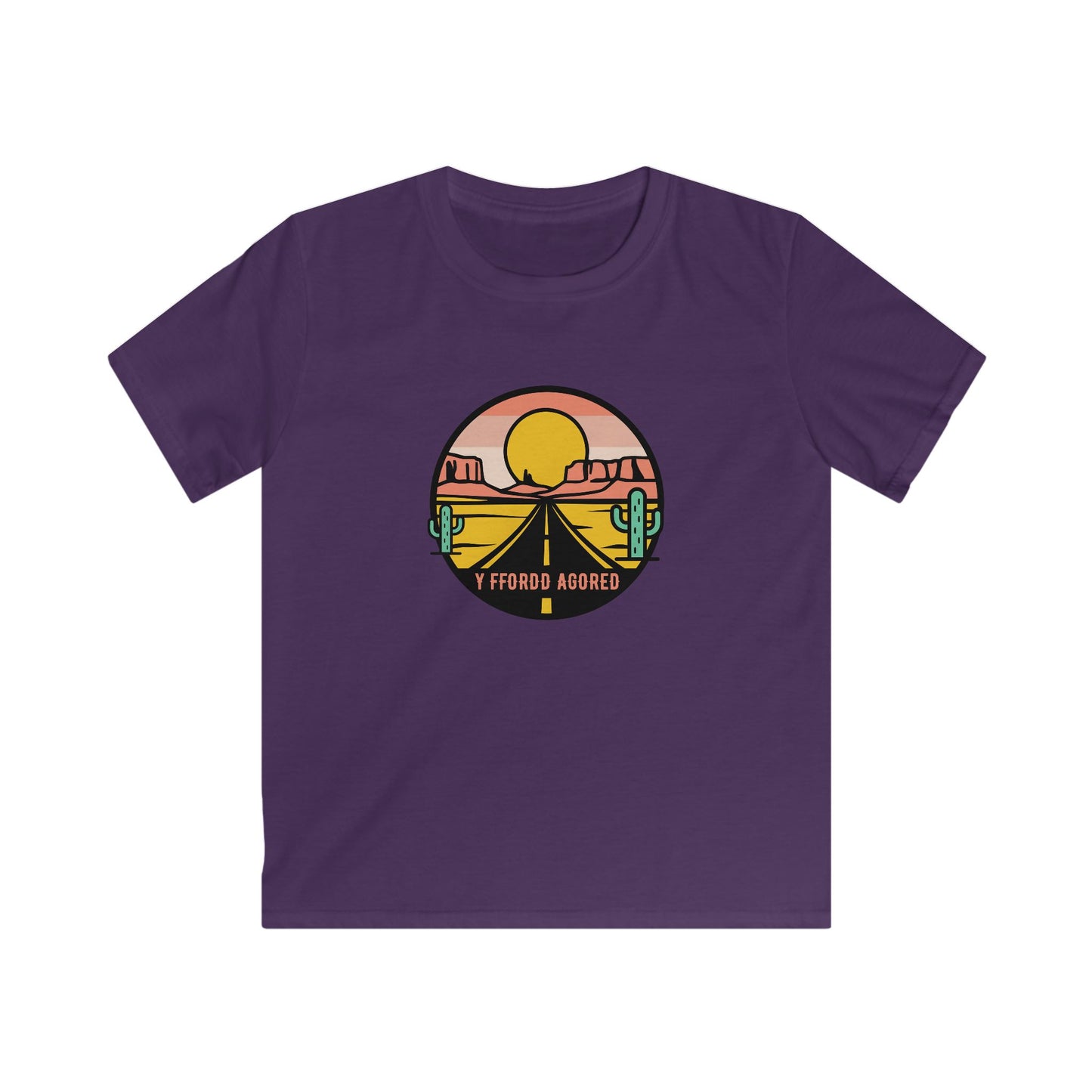 Kids Tee - Retro Desert Road Trip Graphic (Sunset Cactus)