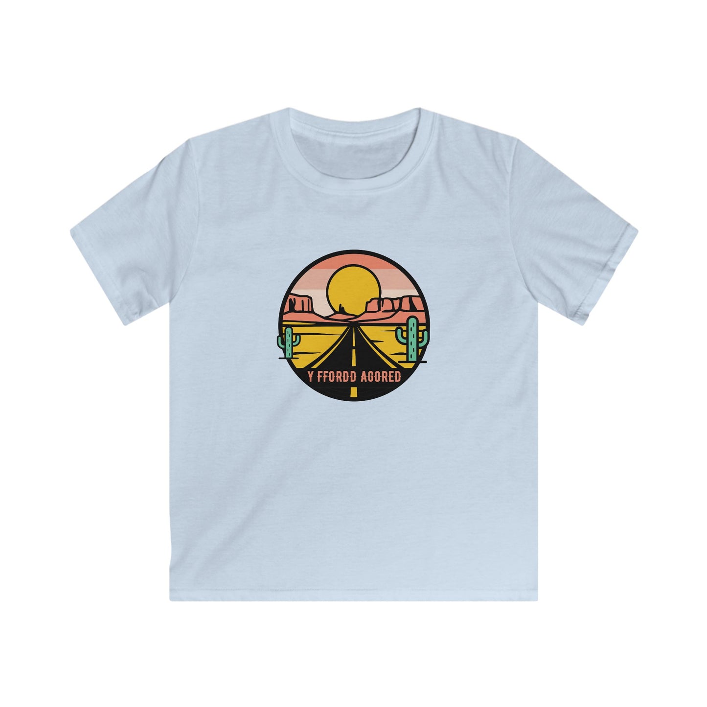Kids Tee - Retro Desert Road Trip Graphic (Sunset Cactus)