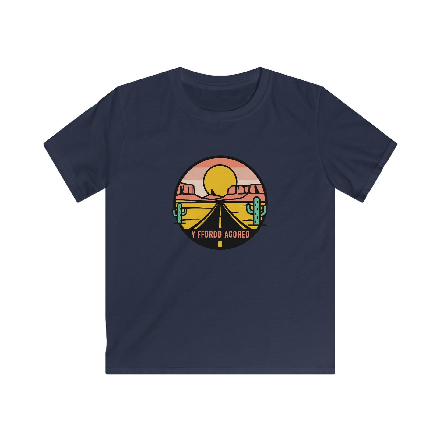Kids Tee - Retro Desert Road Trip Graphic (Sunset Cactus)