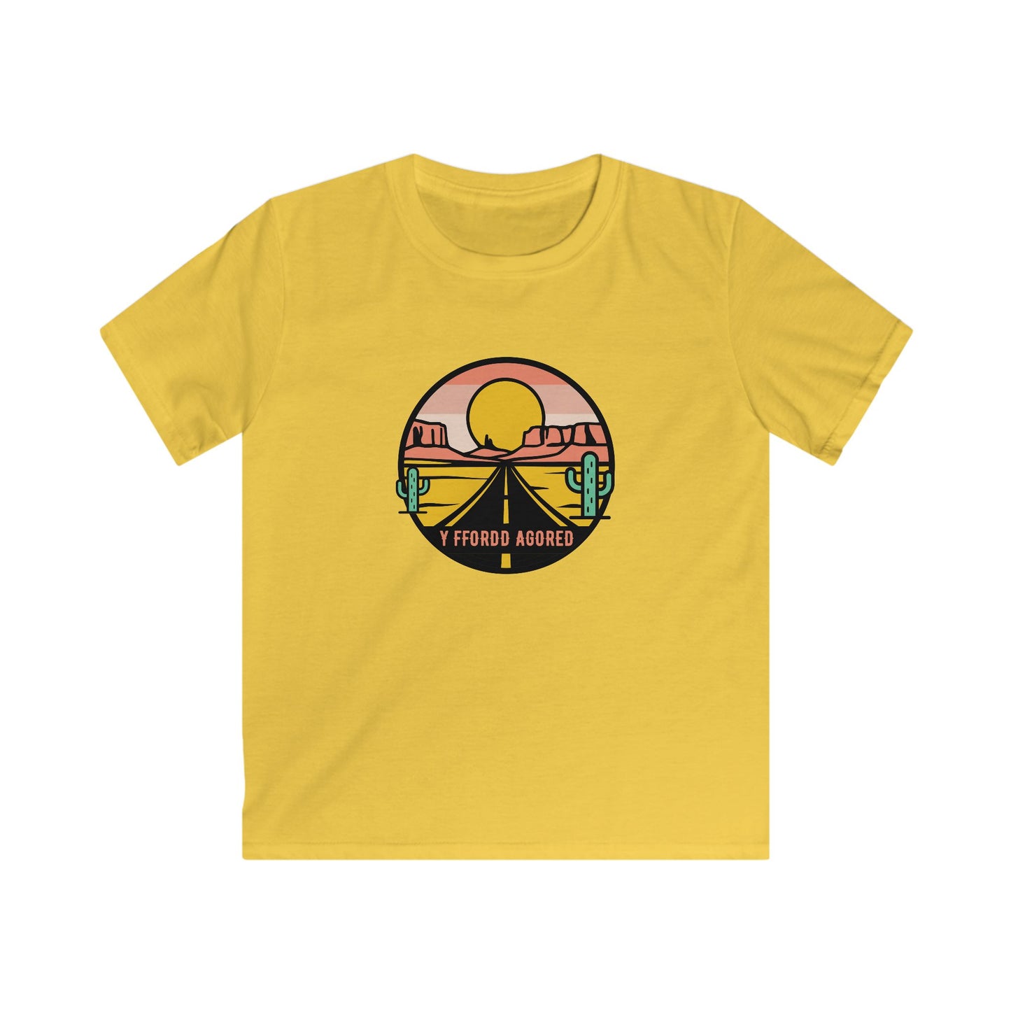 Kids Tee - Retro Desert Road Trip Graphic (Sunset Cactus)
