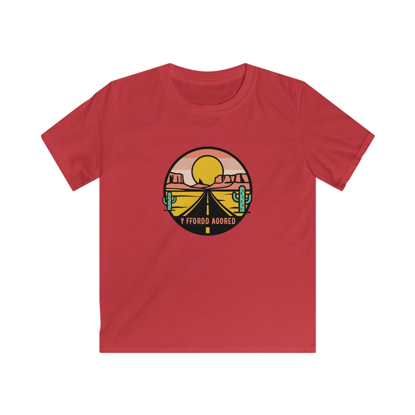 Kids Tee - Retro Desert Road Trip Graphic (Sunset Cactus)