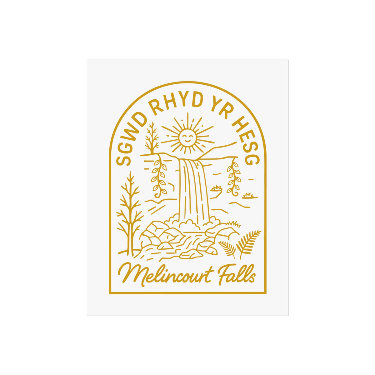 Melincourt Falls Fine Art Poster - Welsh Waterfall Illustration - 'Sgwd Rhyd Yr Hesg'