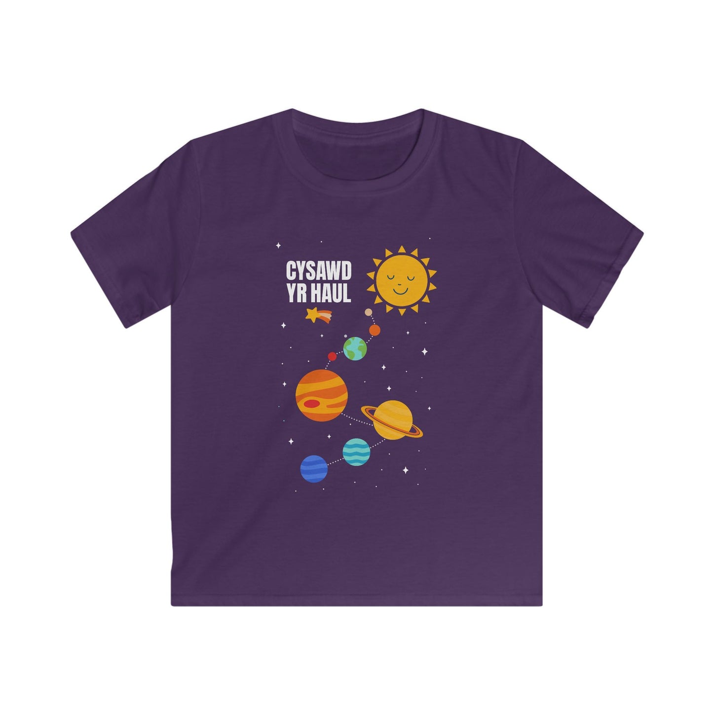 Kids Solar System Tee – Welsh Language "Cysawd Yr Haul" Space T-Shirt