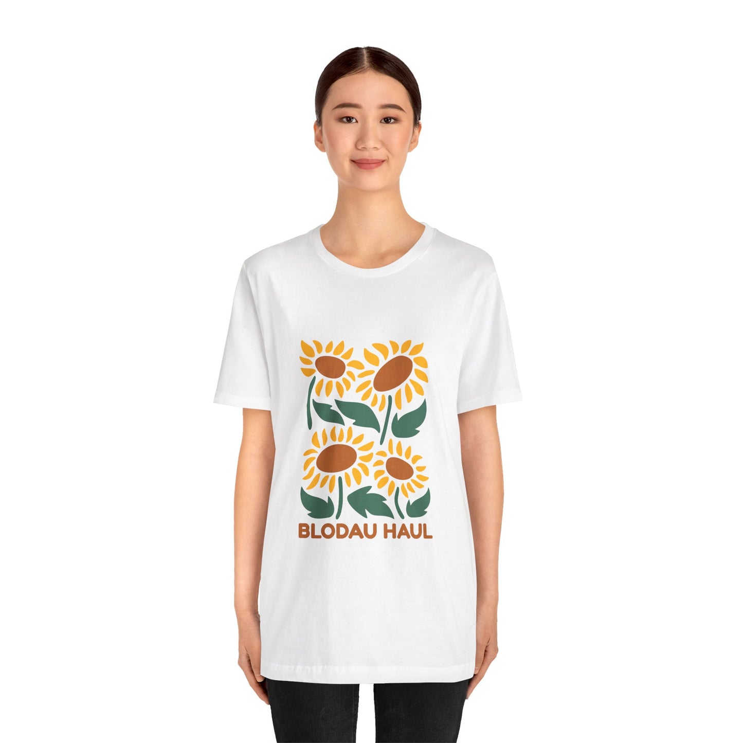 Sunflower Graphic Tee — 'Blodau Haul' Welsh Floral T‑Shirt